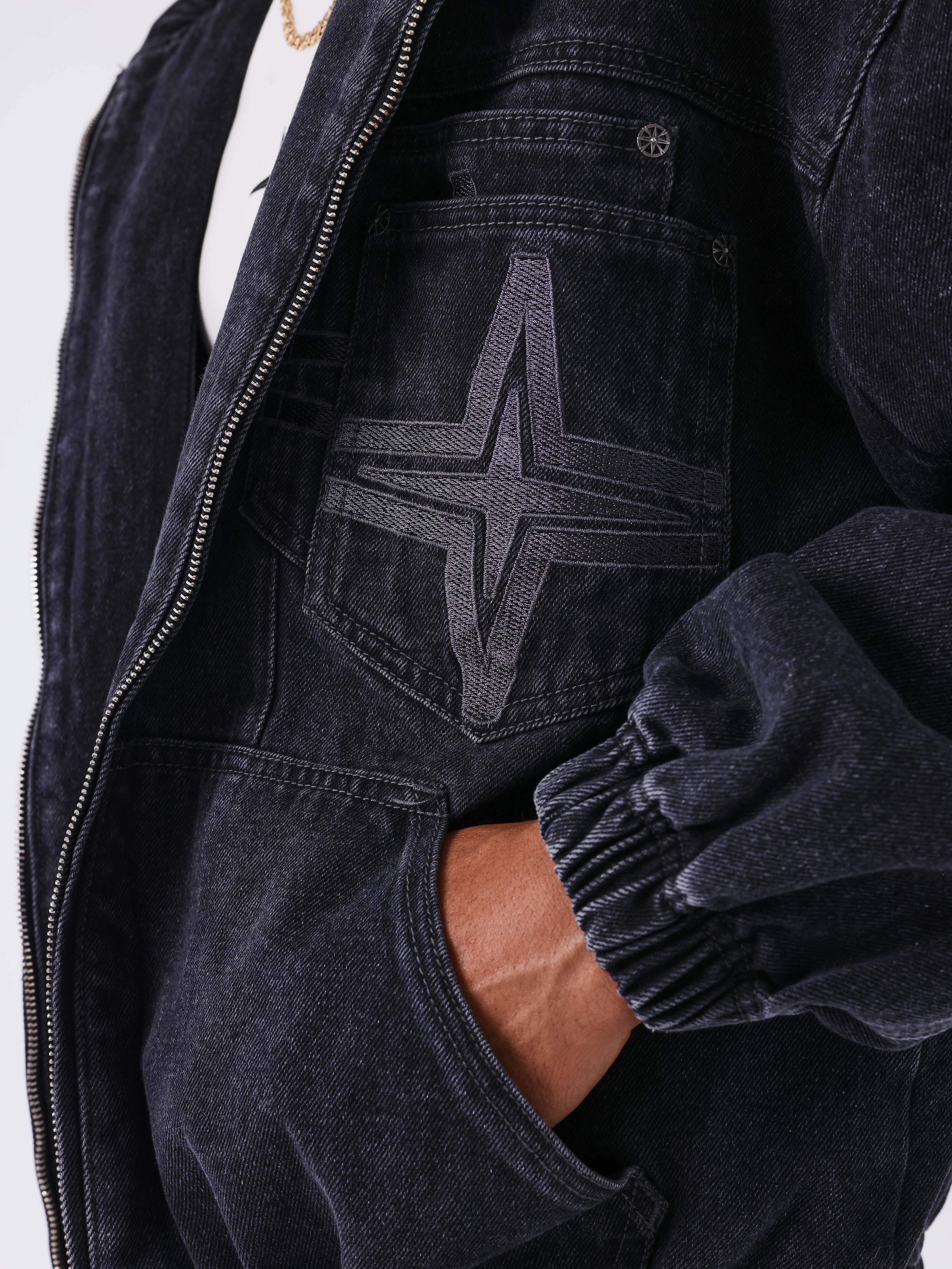 Denim hoodie jas-4