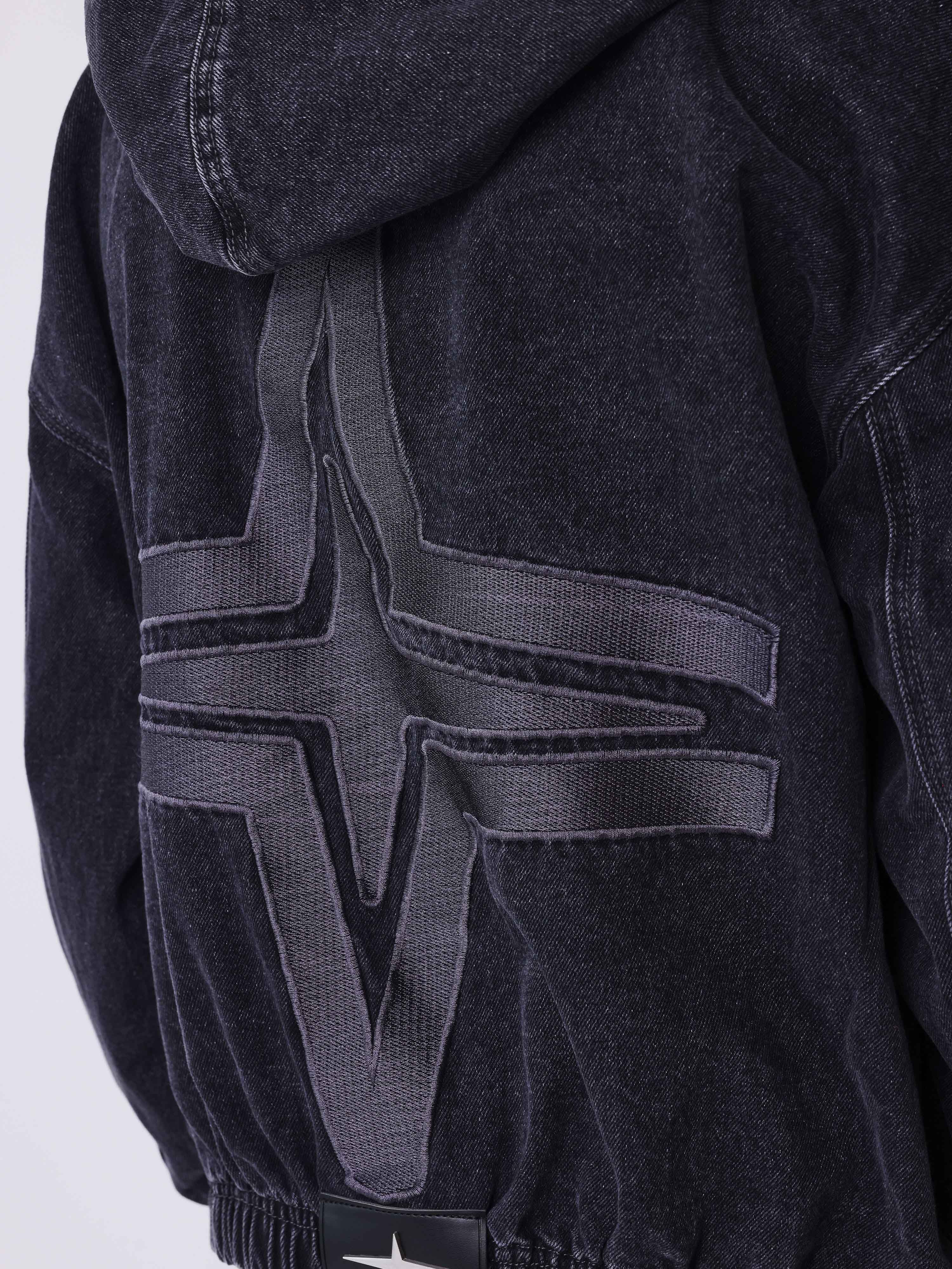 Denim hoodie jas-6