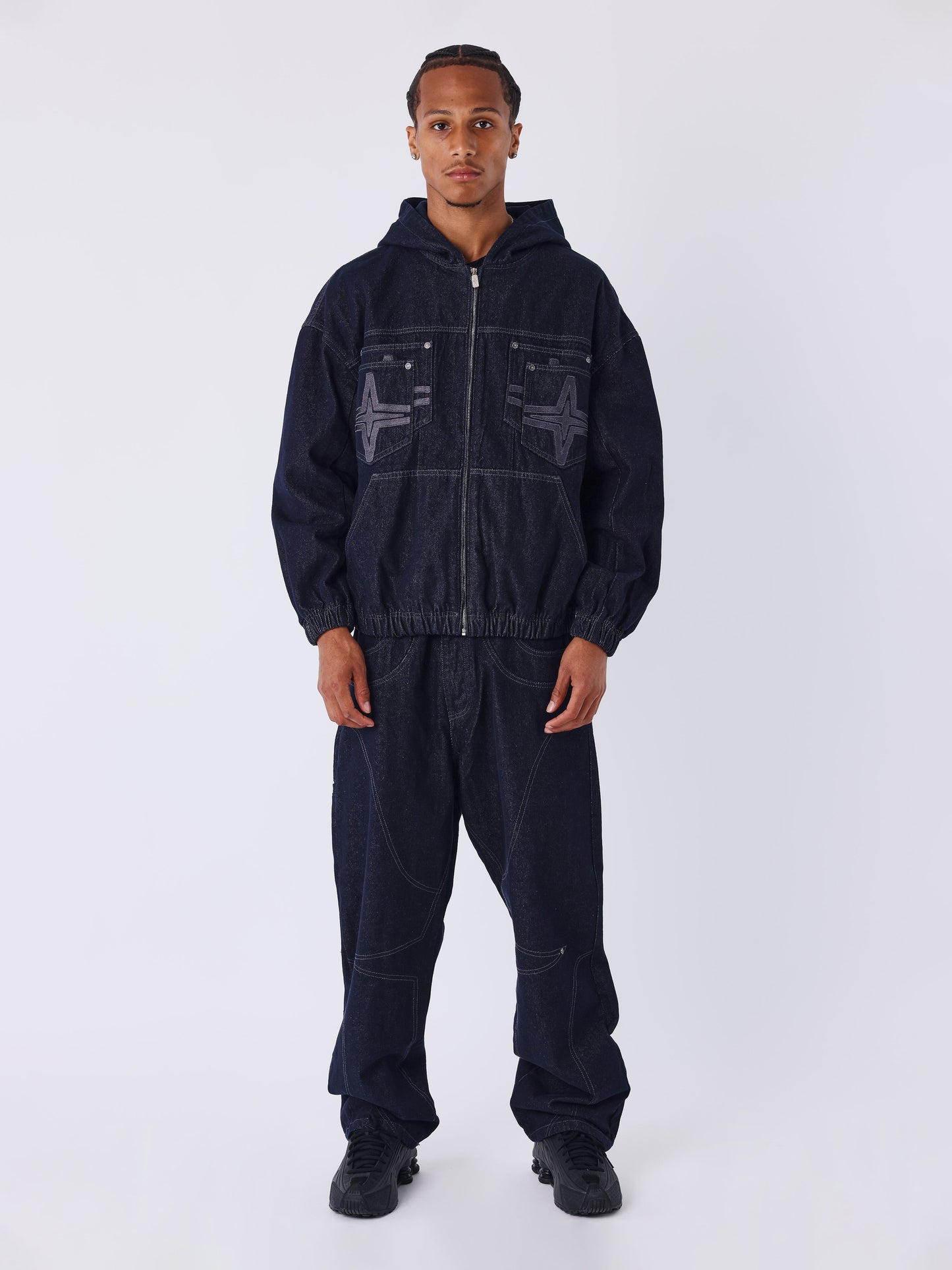 Giacca con cappuccio in denim