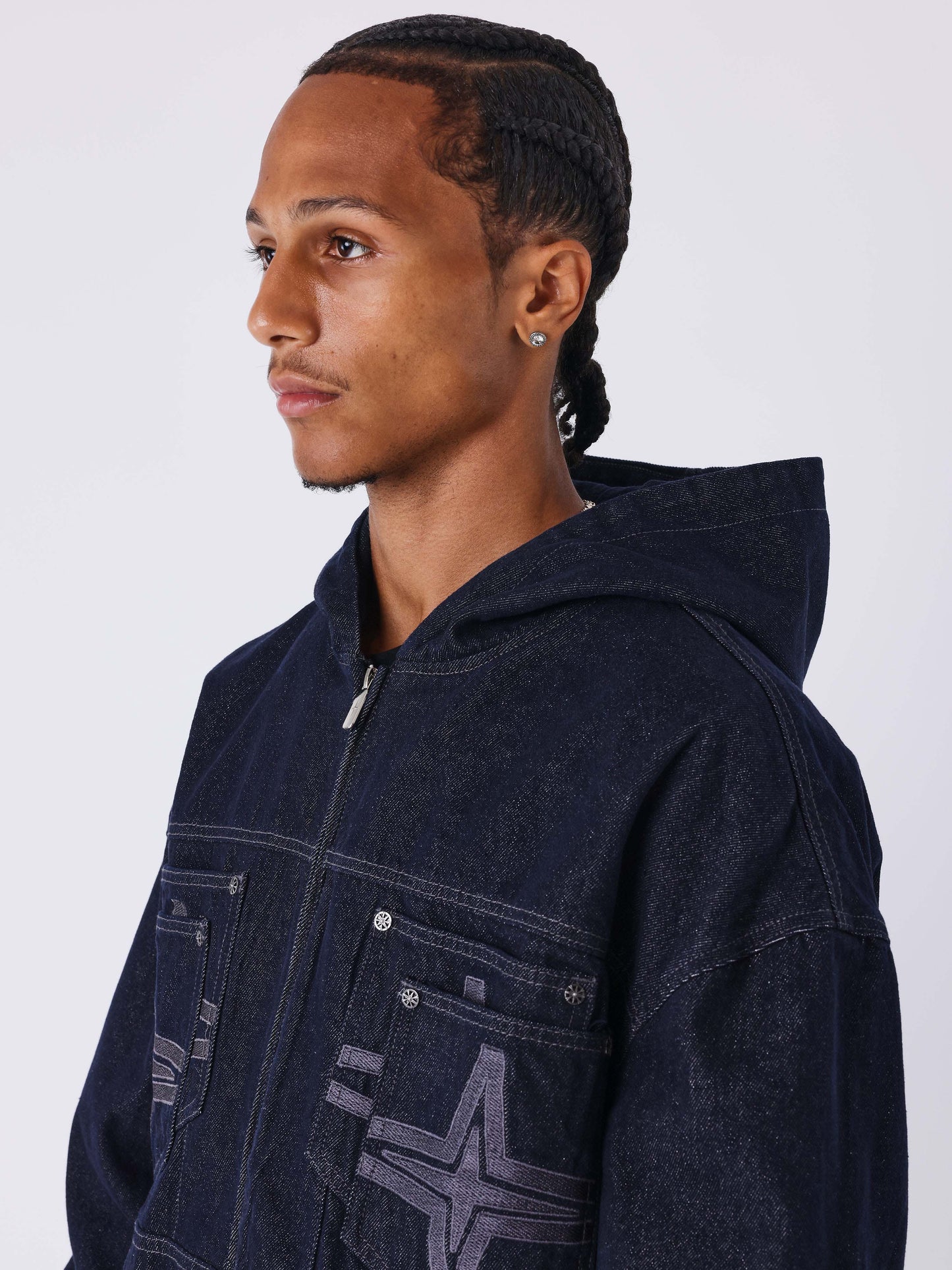 Giacca con cappuccio in denim