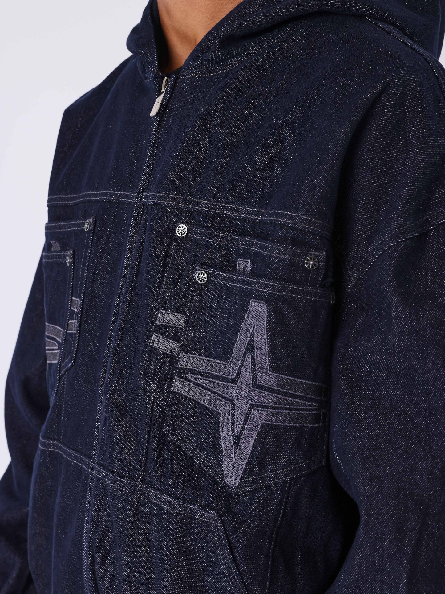 Giacca con cappuccio in denim