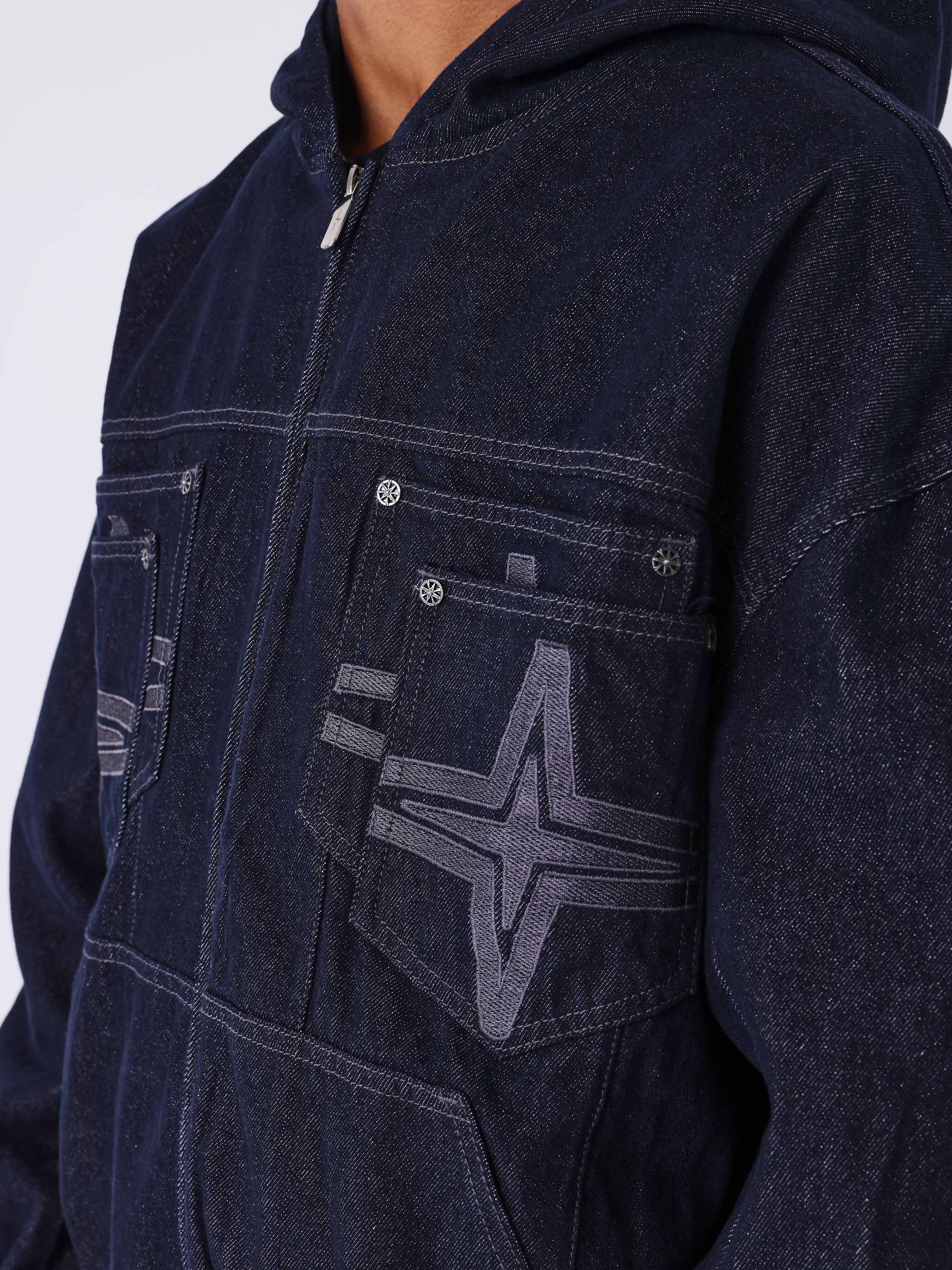 Giacca con cappuccio in denim-4