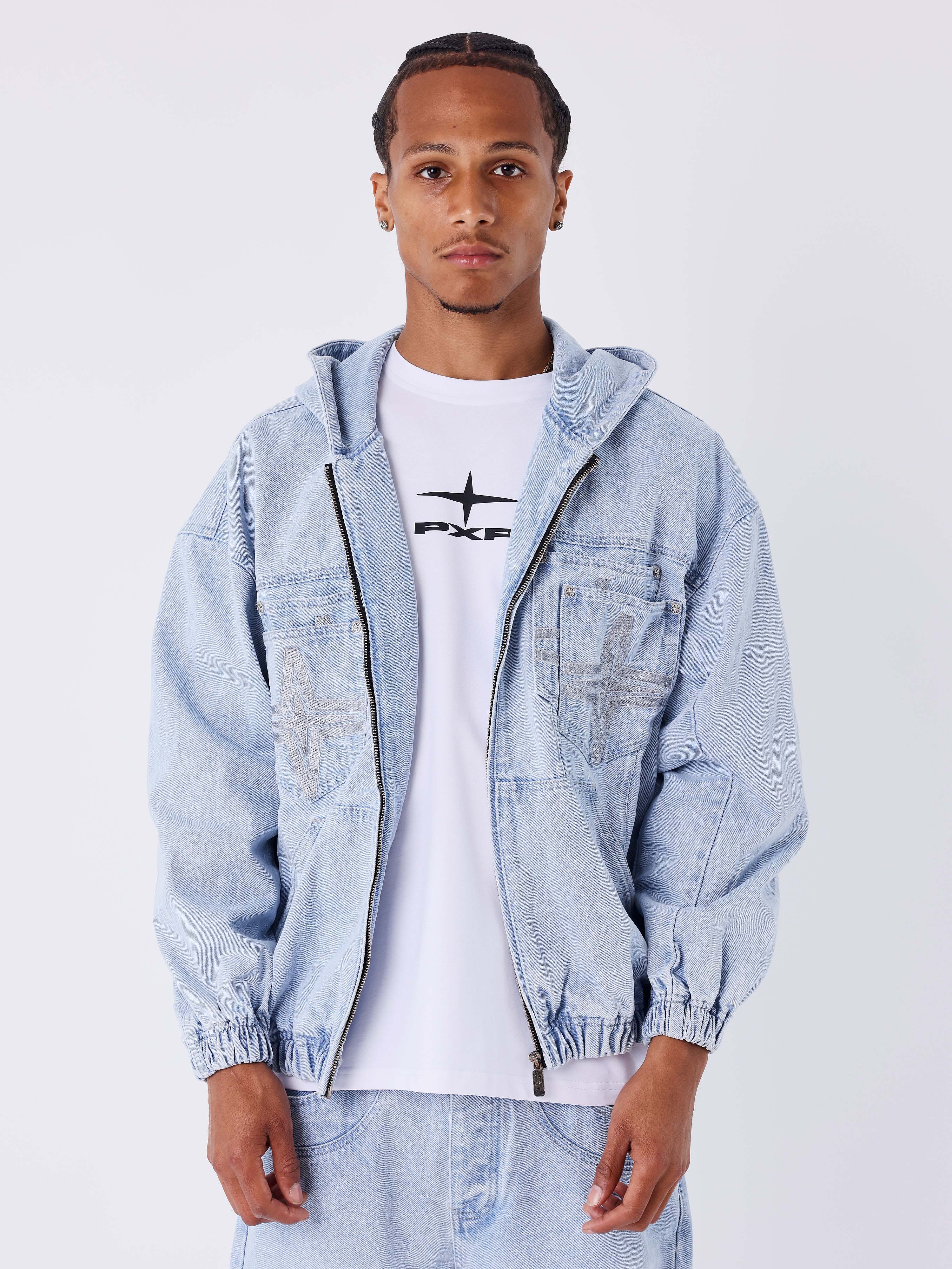 Chaqueta con capucha de denim-1