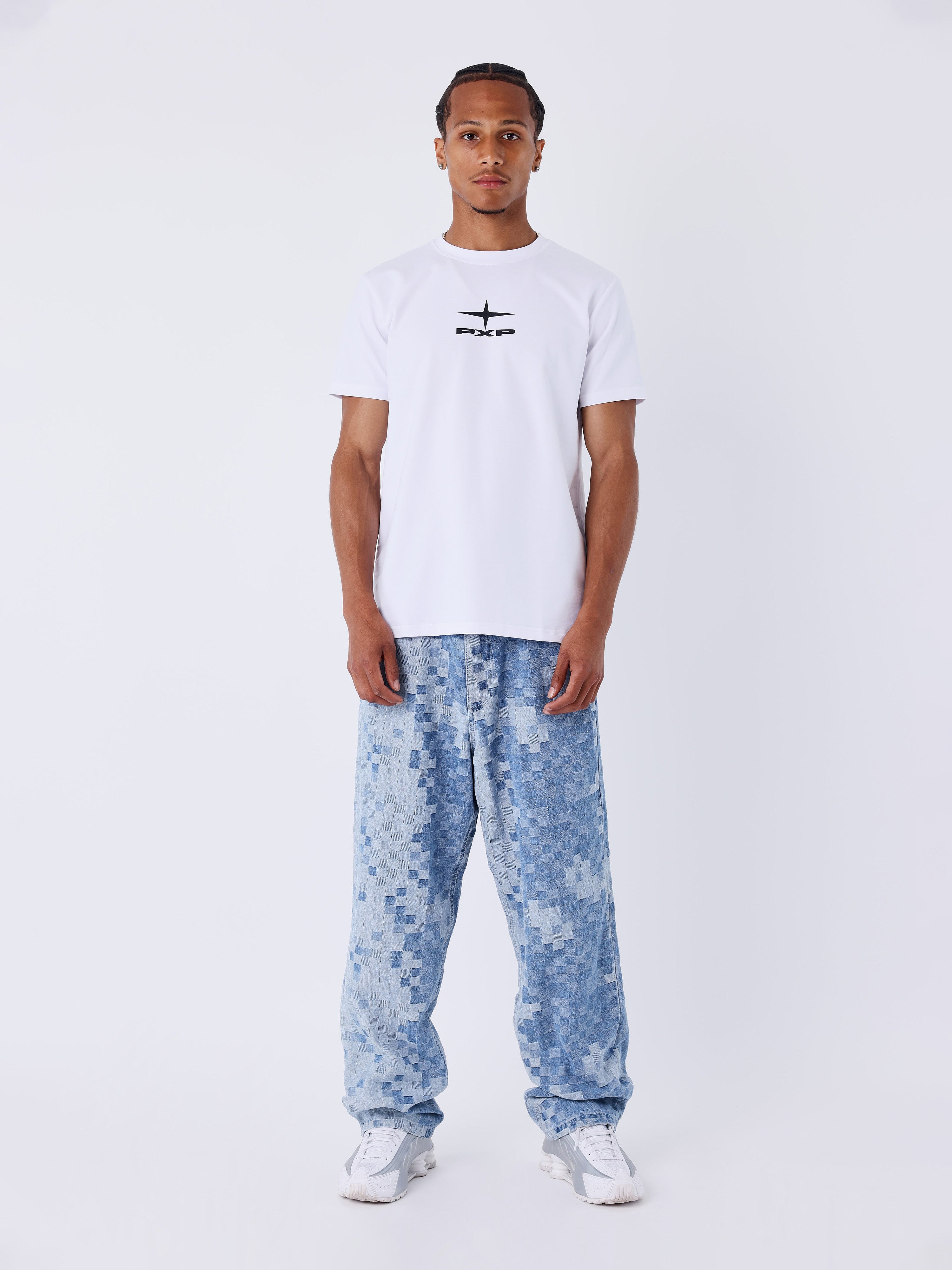 Pixeliertes Karomuster Jeans-1