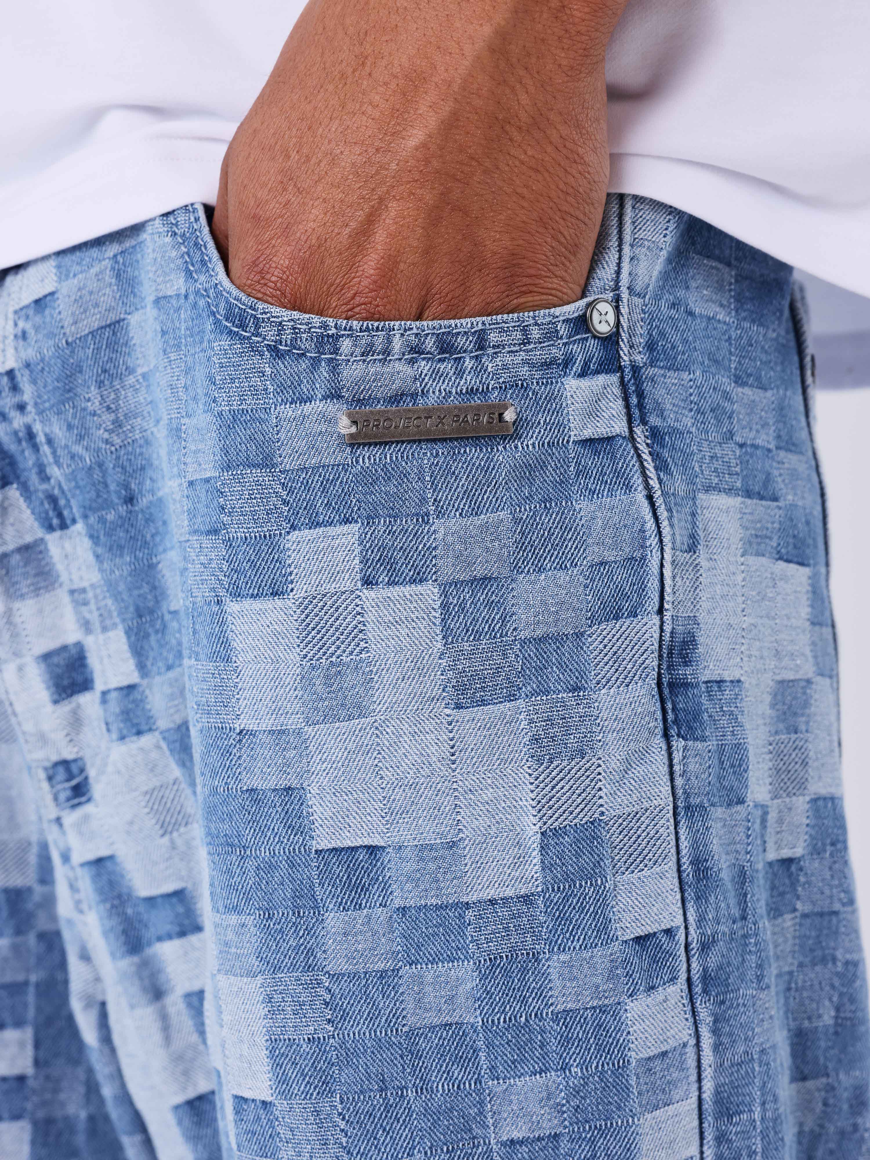 Pixeliertes Karomuster Jeans-4