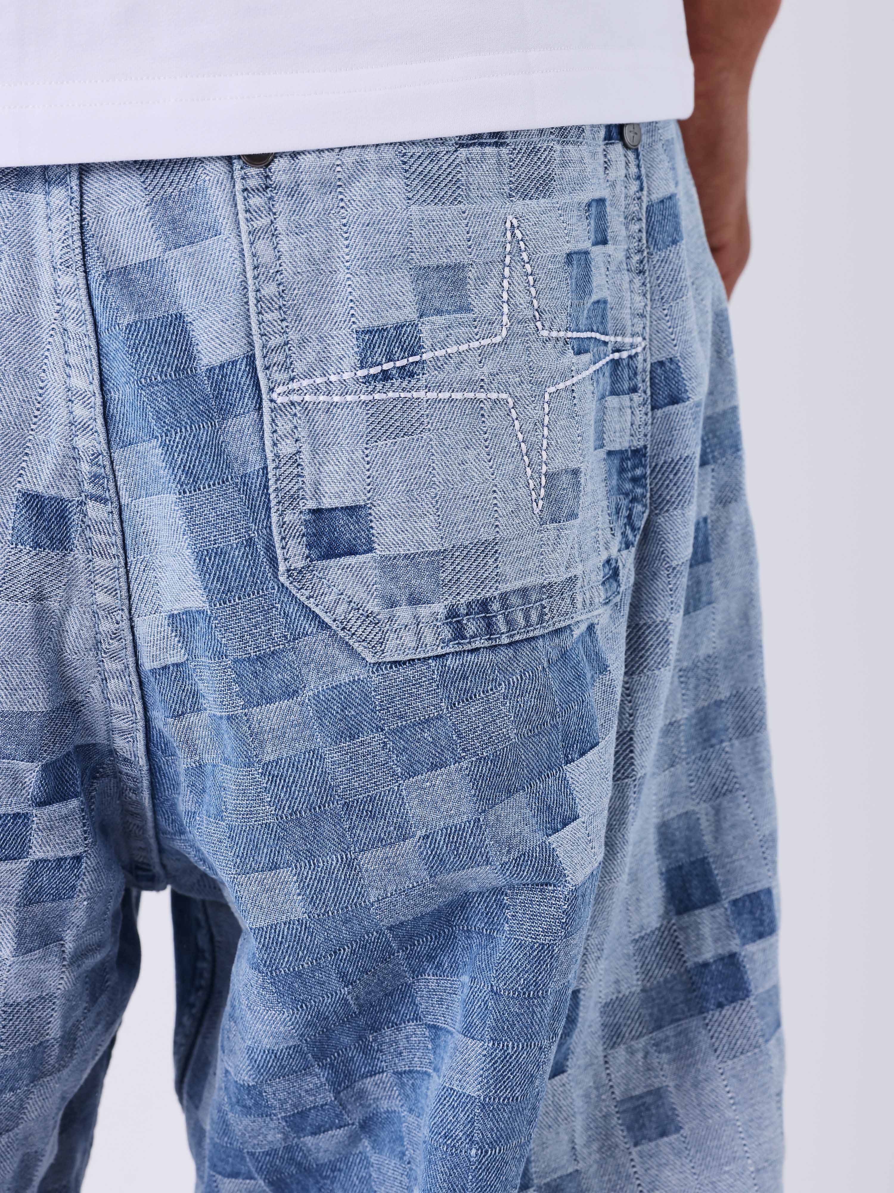 Pixeliertes Karomuster Jeans-5