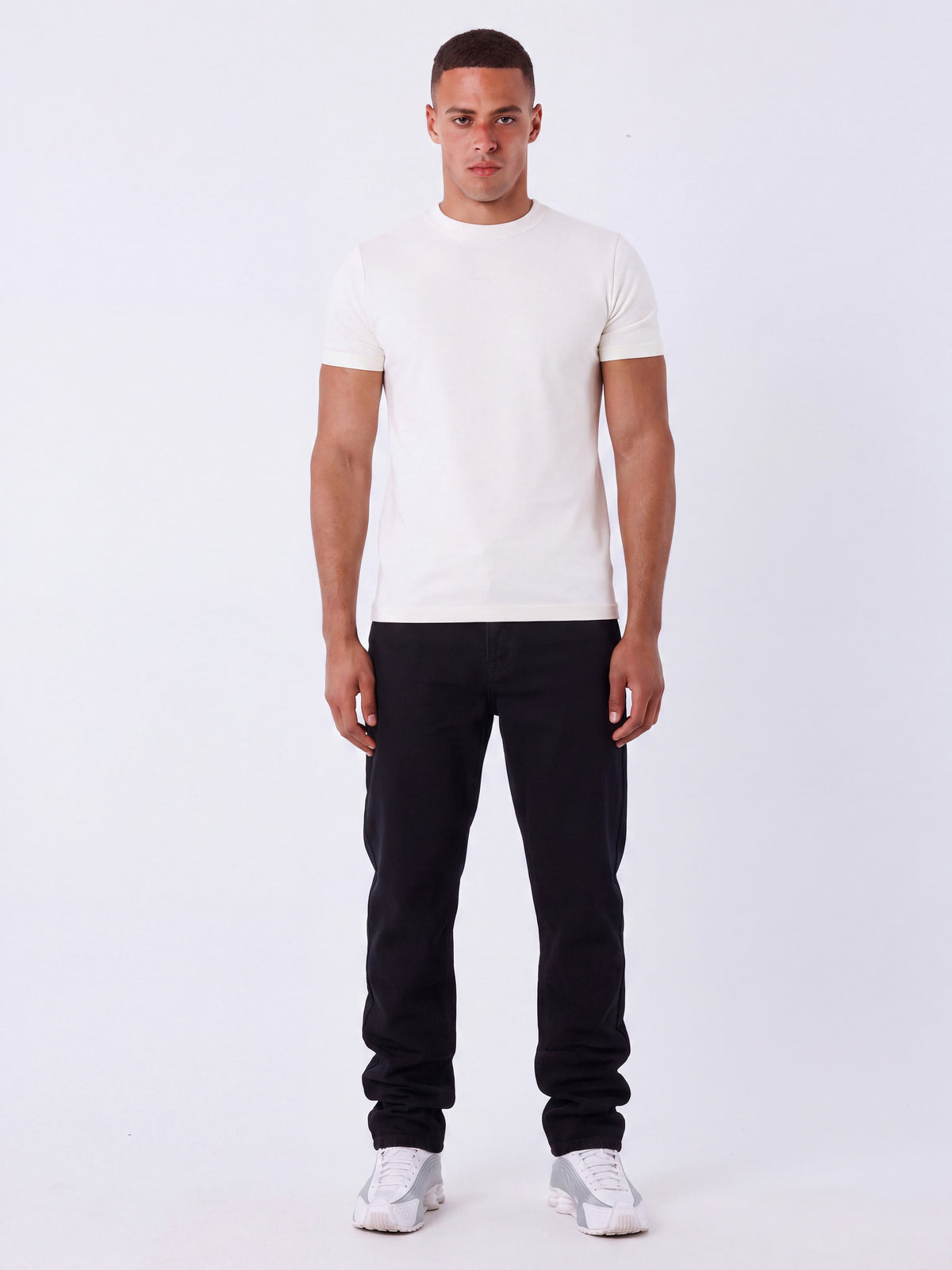Jeans desbotado corte reto Preto – 1