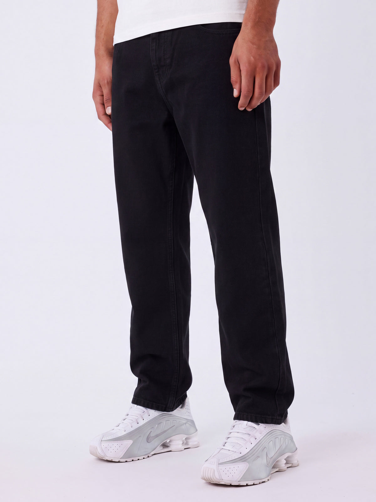 Jeans desbotado corte reto Preto – 5