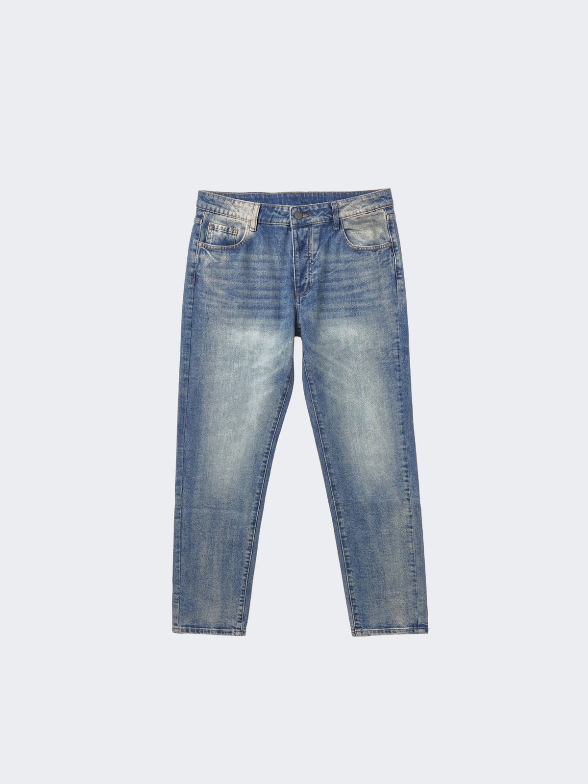 Jeans mit geradem Schnitt und Waschung Blau – 6