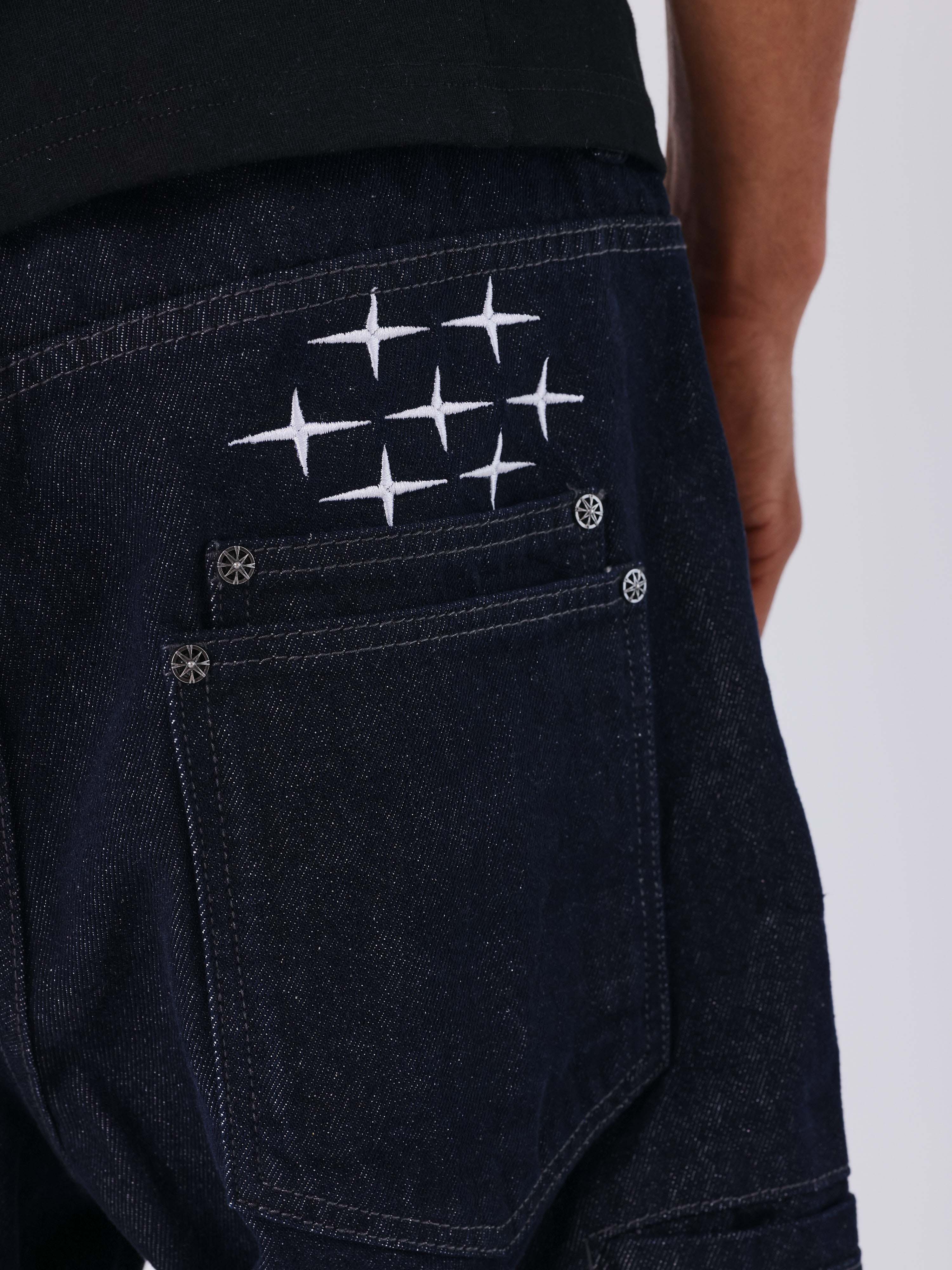 Jeans loose em denim cru com costuras Polaris-5