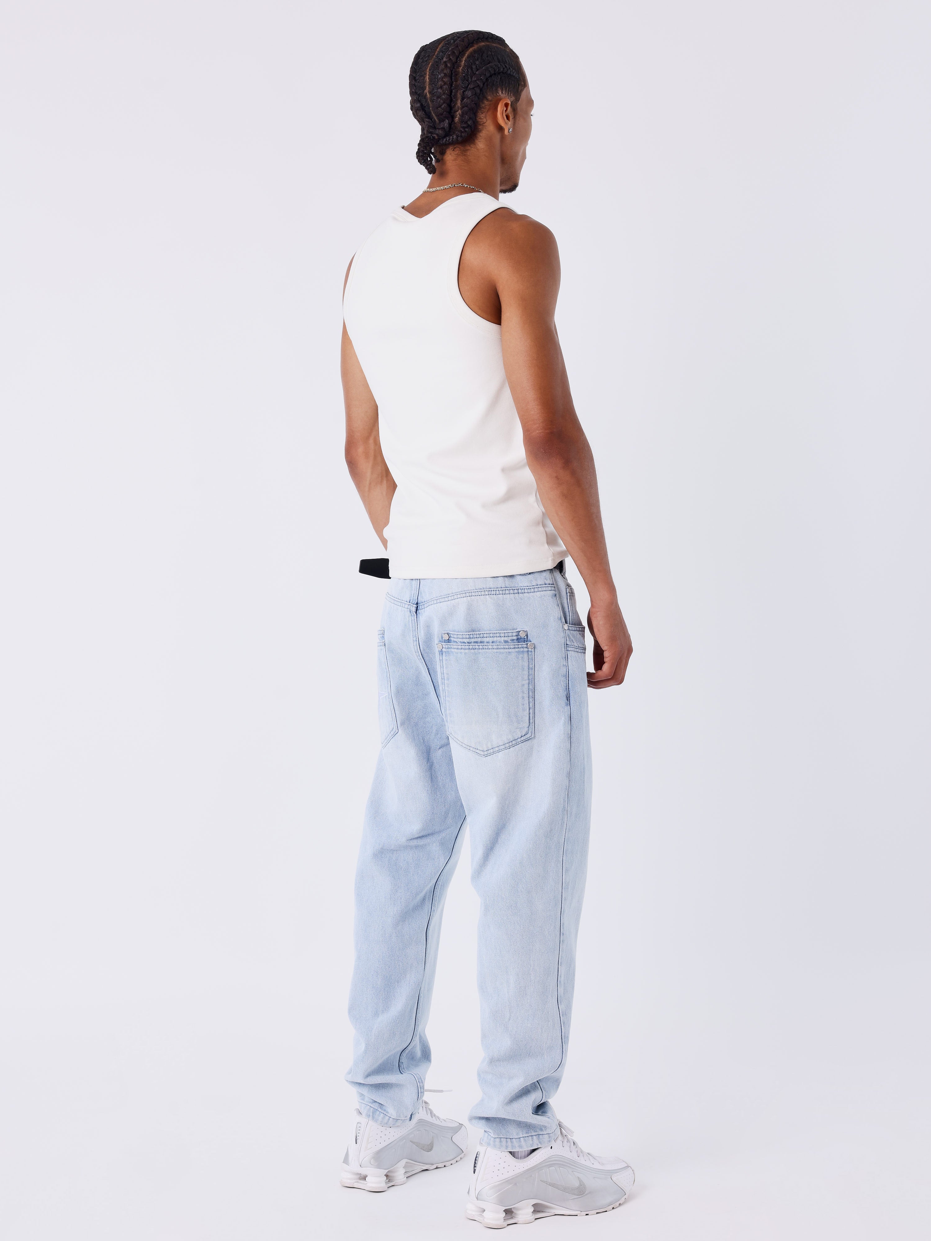 Slim fit faded blue denim jeans-2
