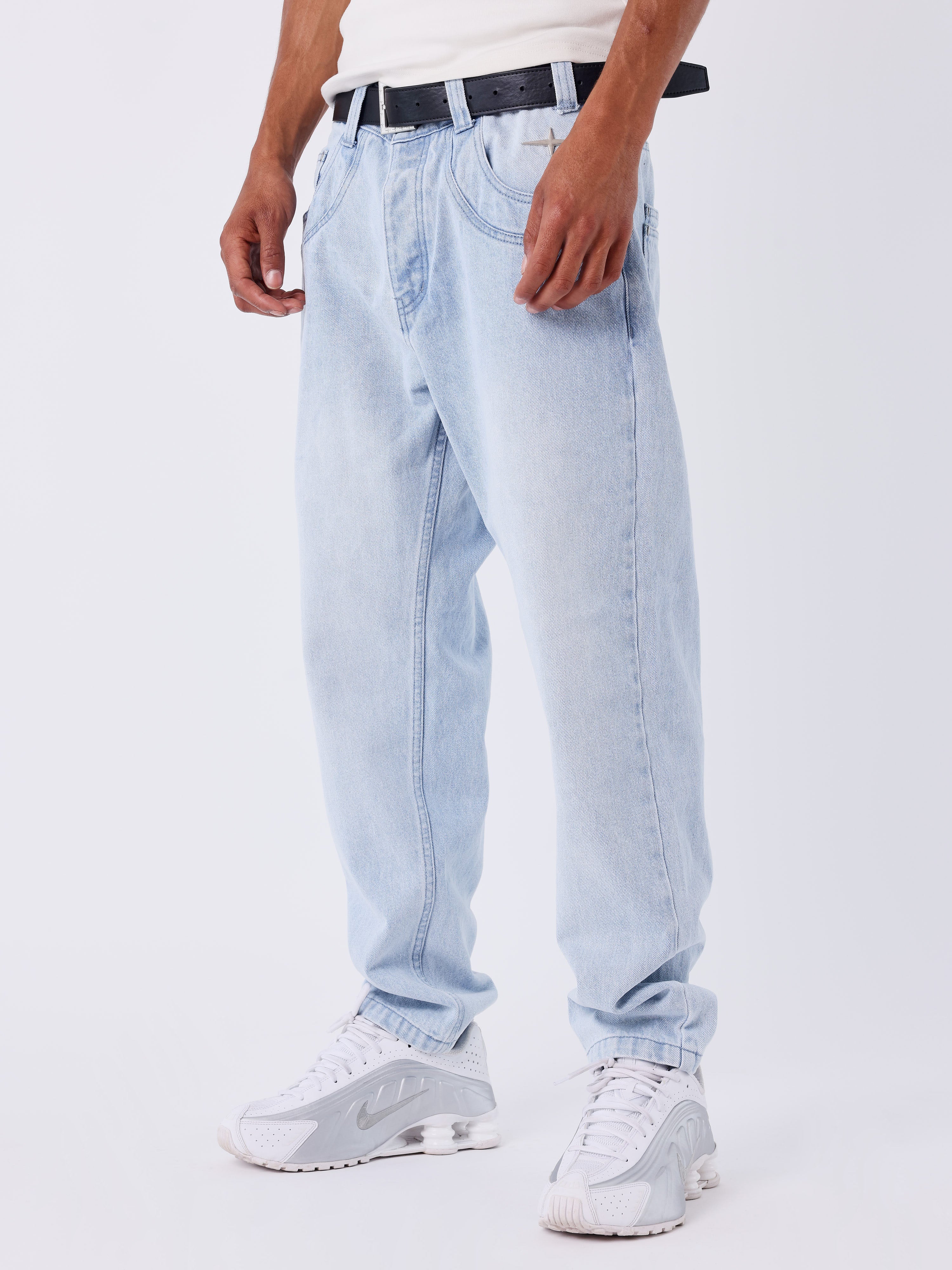 Slim fit faded blue denim jeans-3