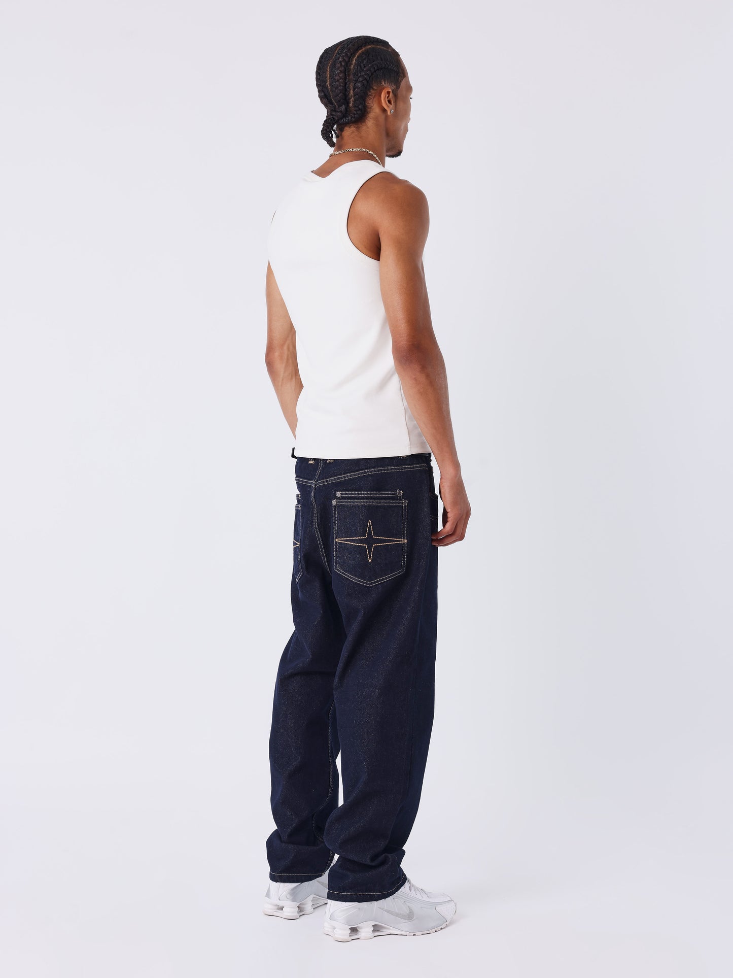 Jeans dritti in denim blu scuro