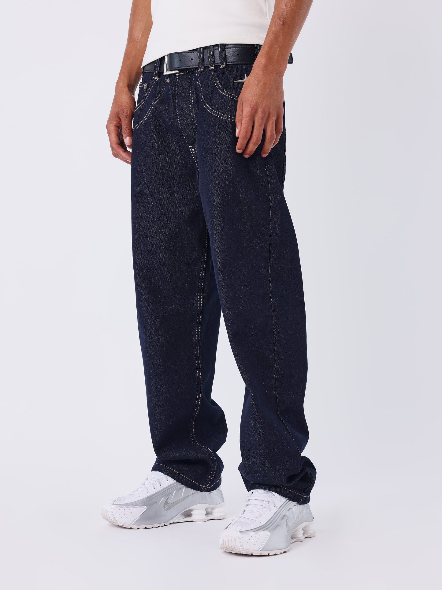 Jeans dritti in denim blu scuro
