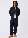 Blugi regular din denim brut