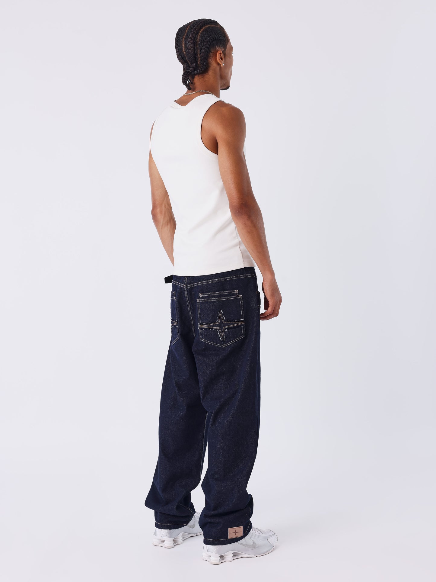 Jeans baggy in denim grezzo