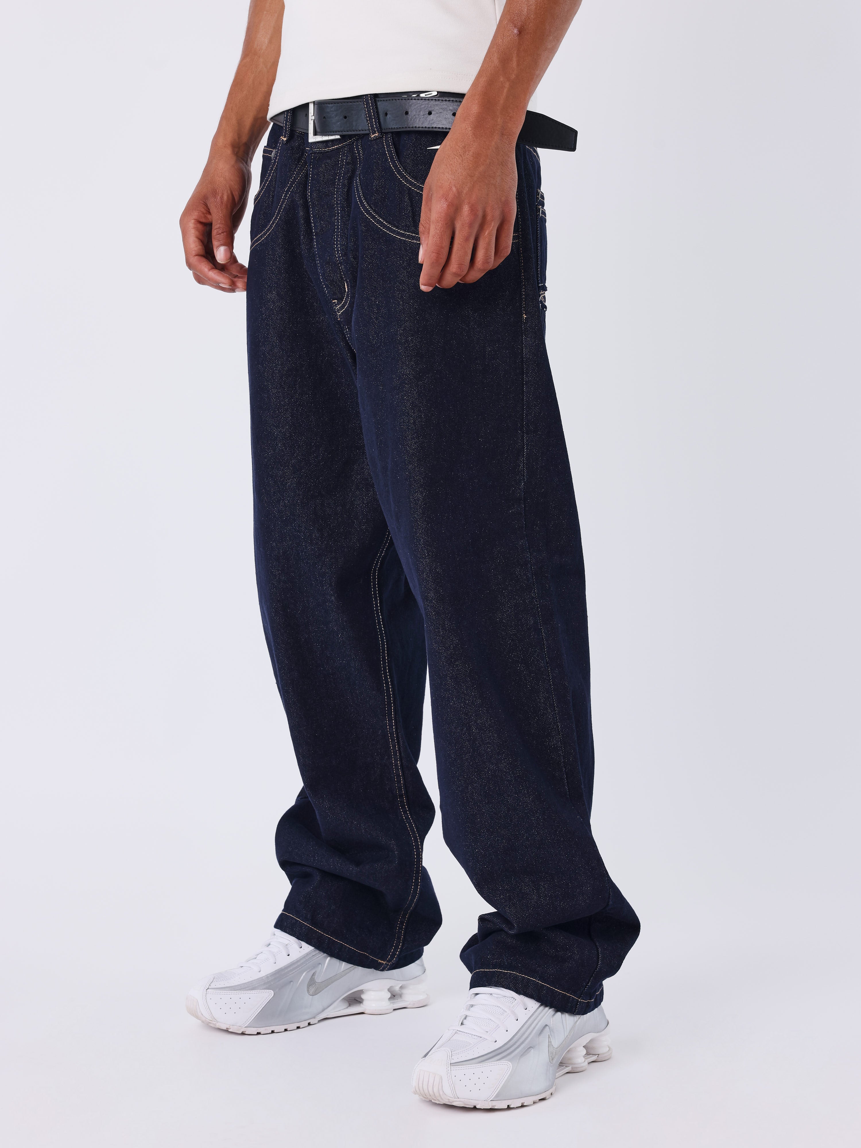 Jeans baggy in denim grezzo-3