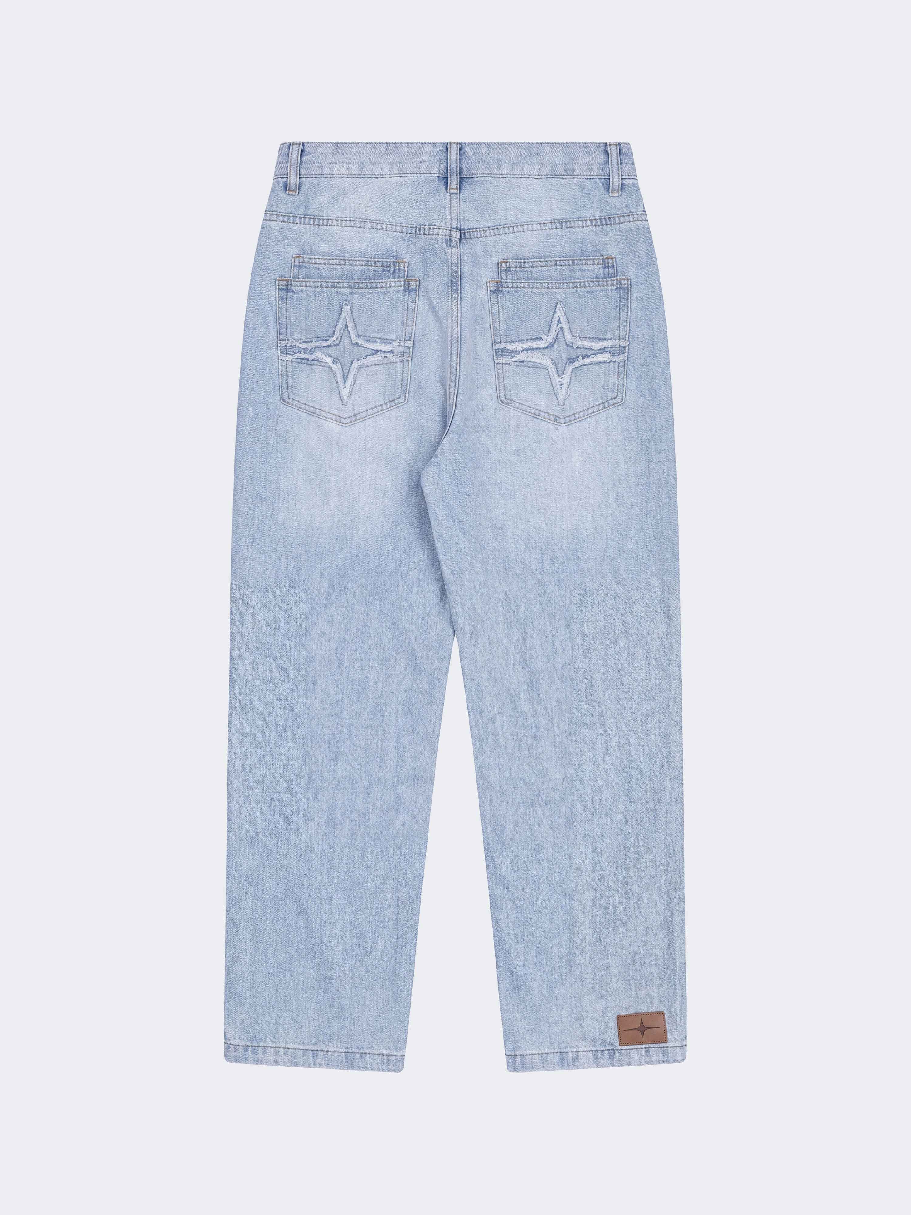 Pantalón baggy de denim azul lavado-7