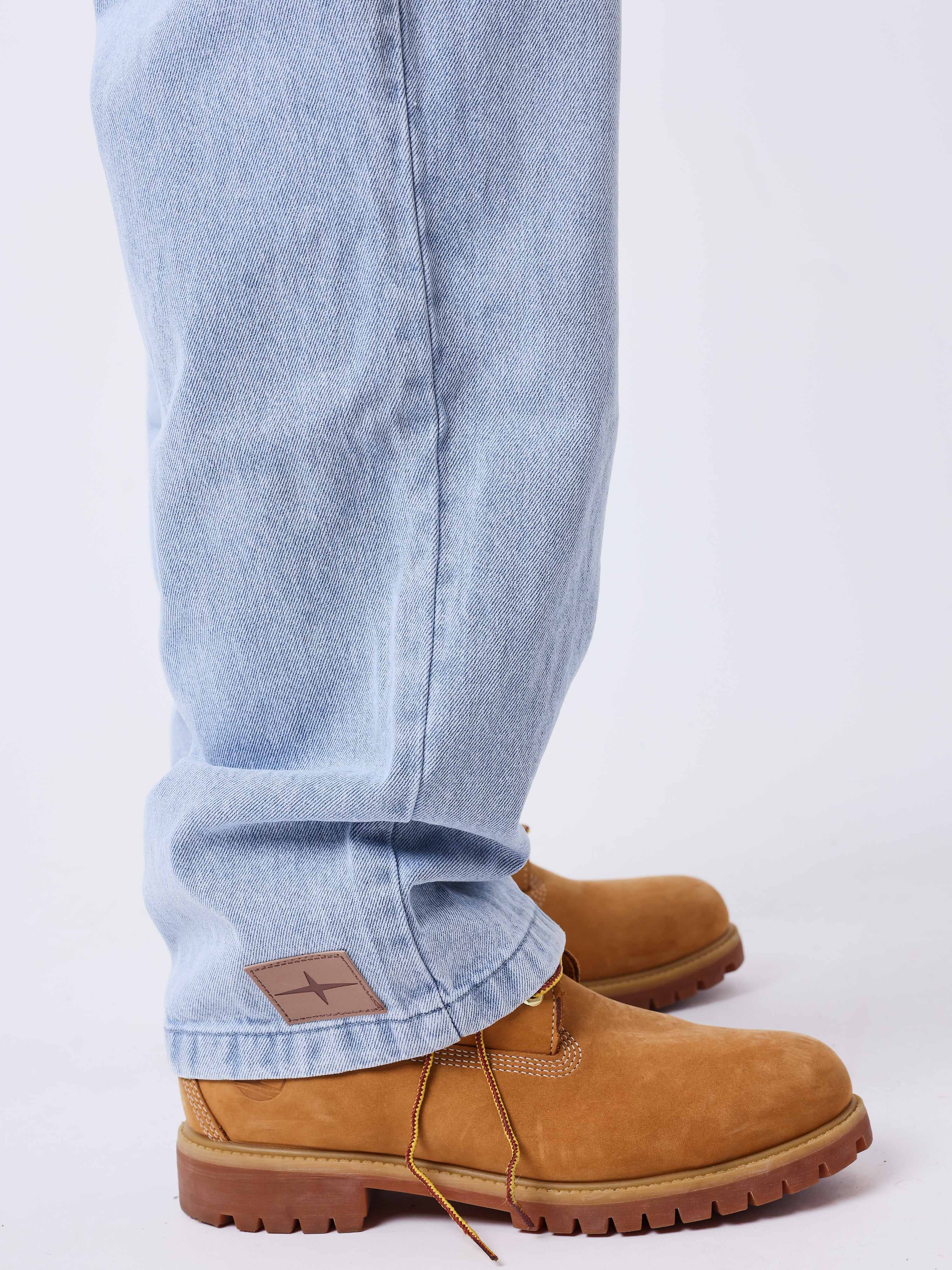 Pantalón baggy de denim azul lavado