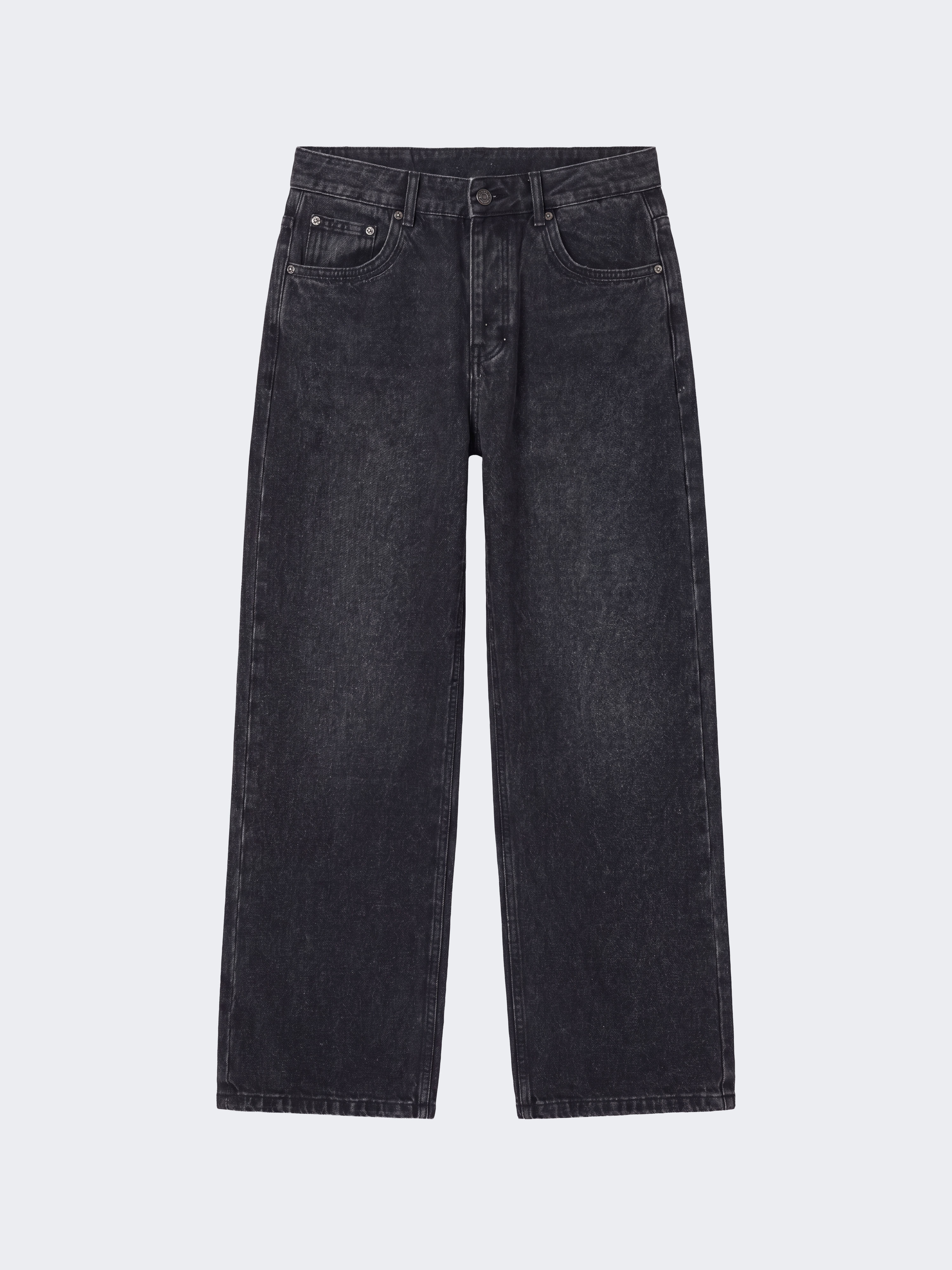 Jean baggy en denim noir délavé-6