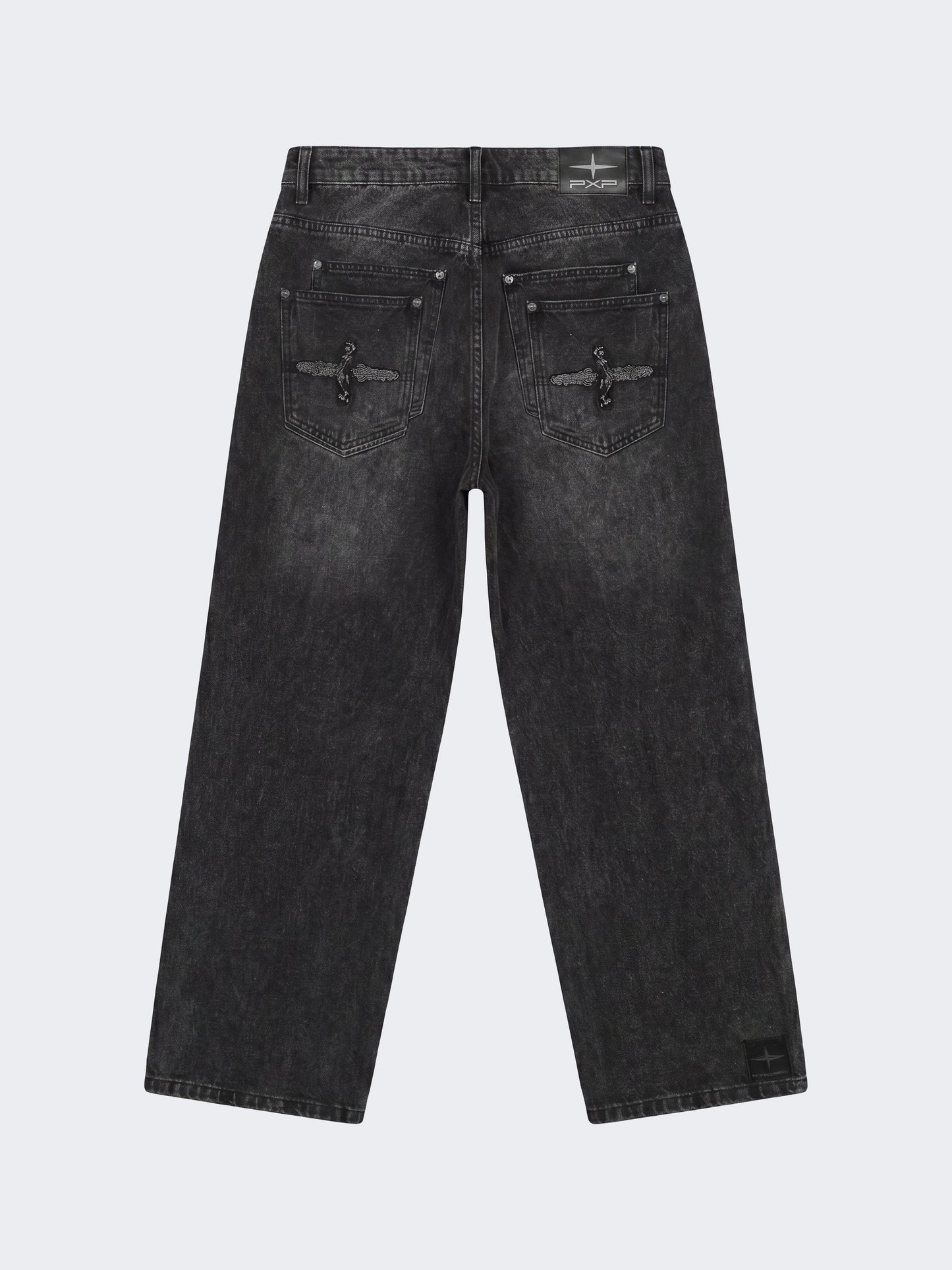 Jean baggy en denim noir délavé