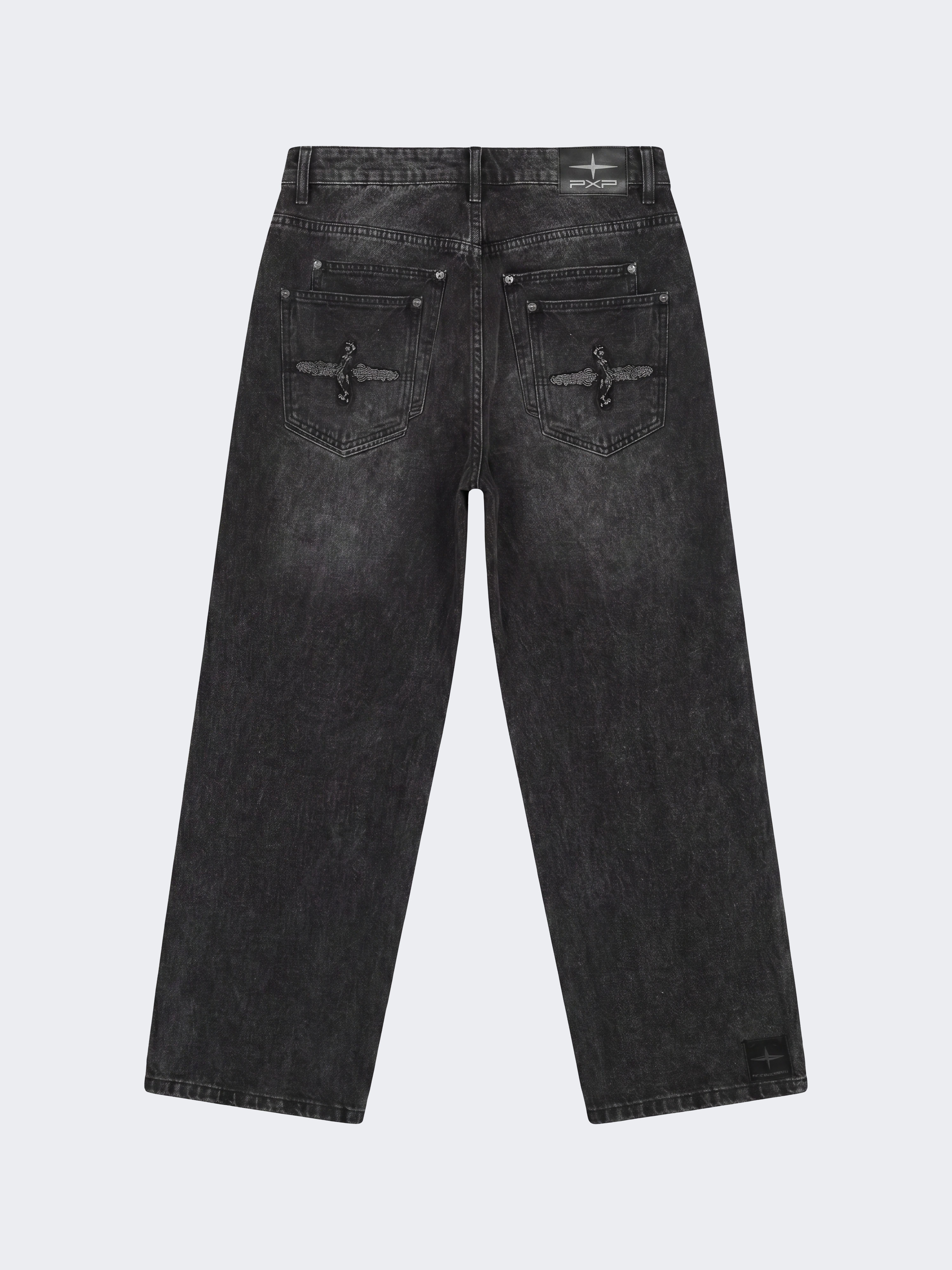 Jean baggy en denim noir délavé-7