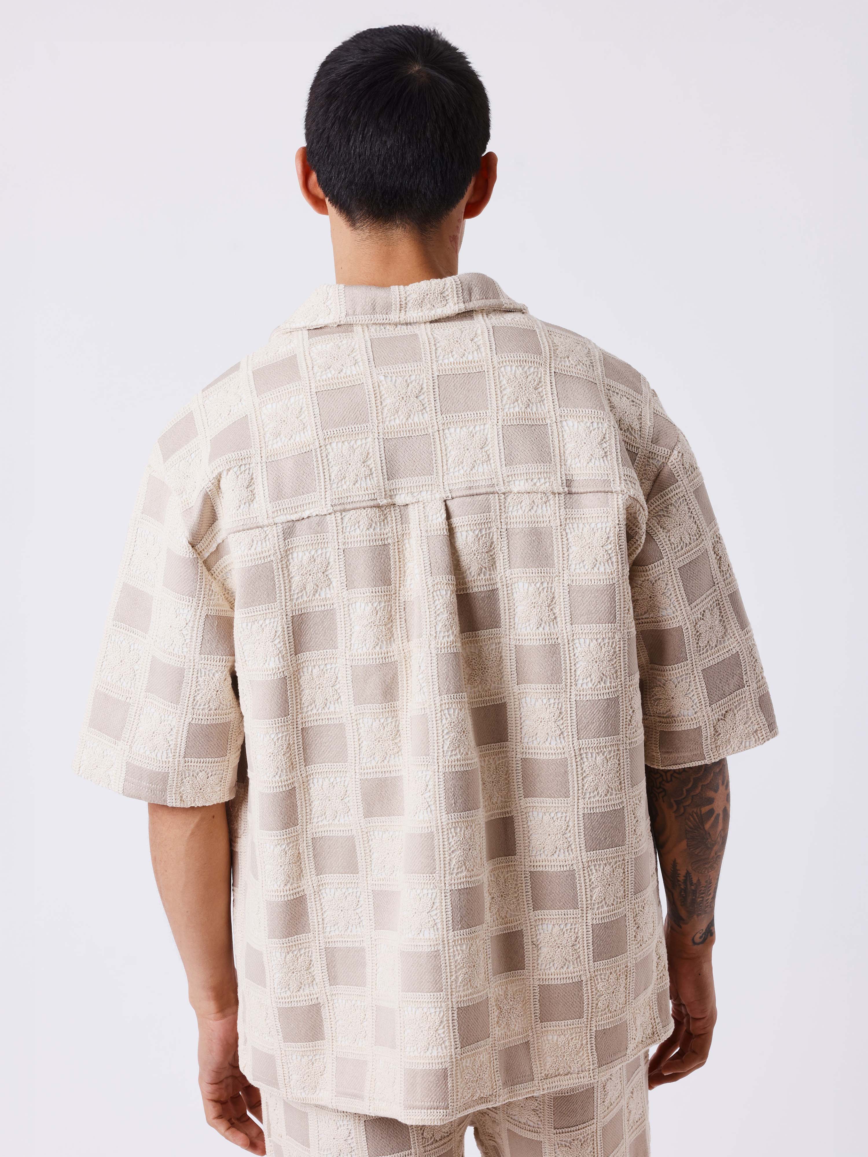 Camisa texturizada con estampado de cuadros-2