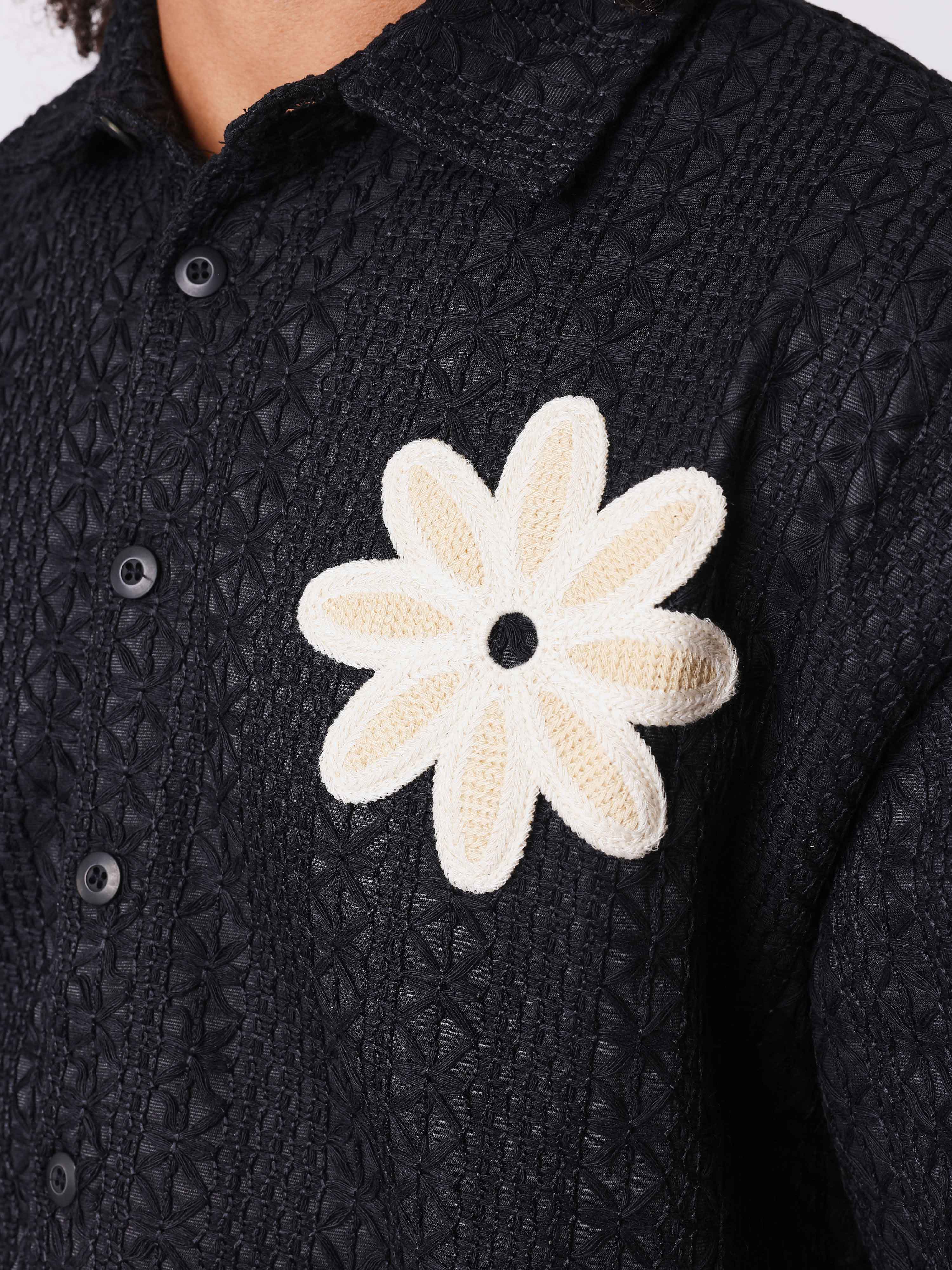 Chemise brodée ajourée avec fleur-5