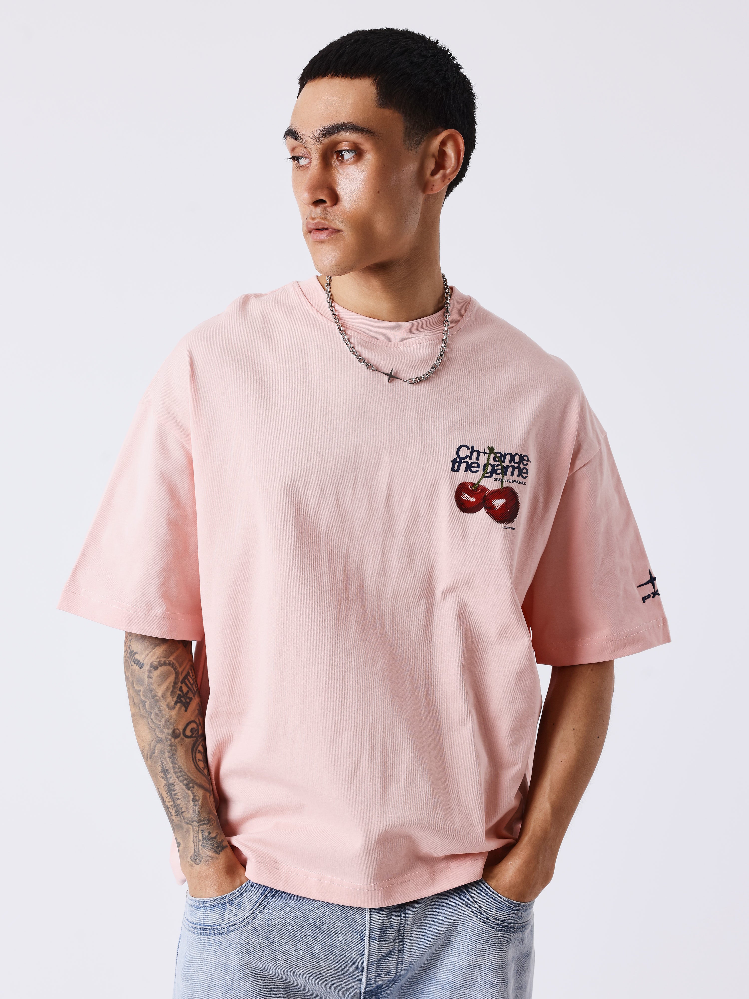 Camiseta de manga corta con estampado de cerezas-1