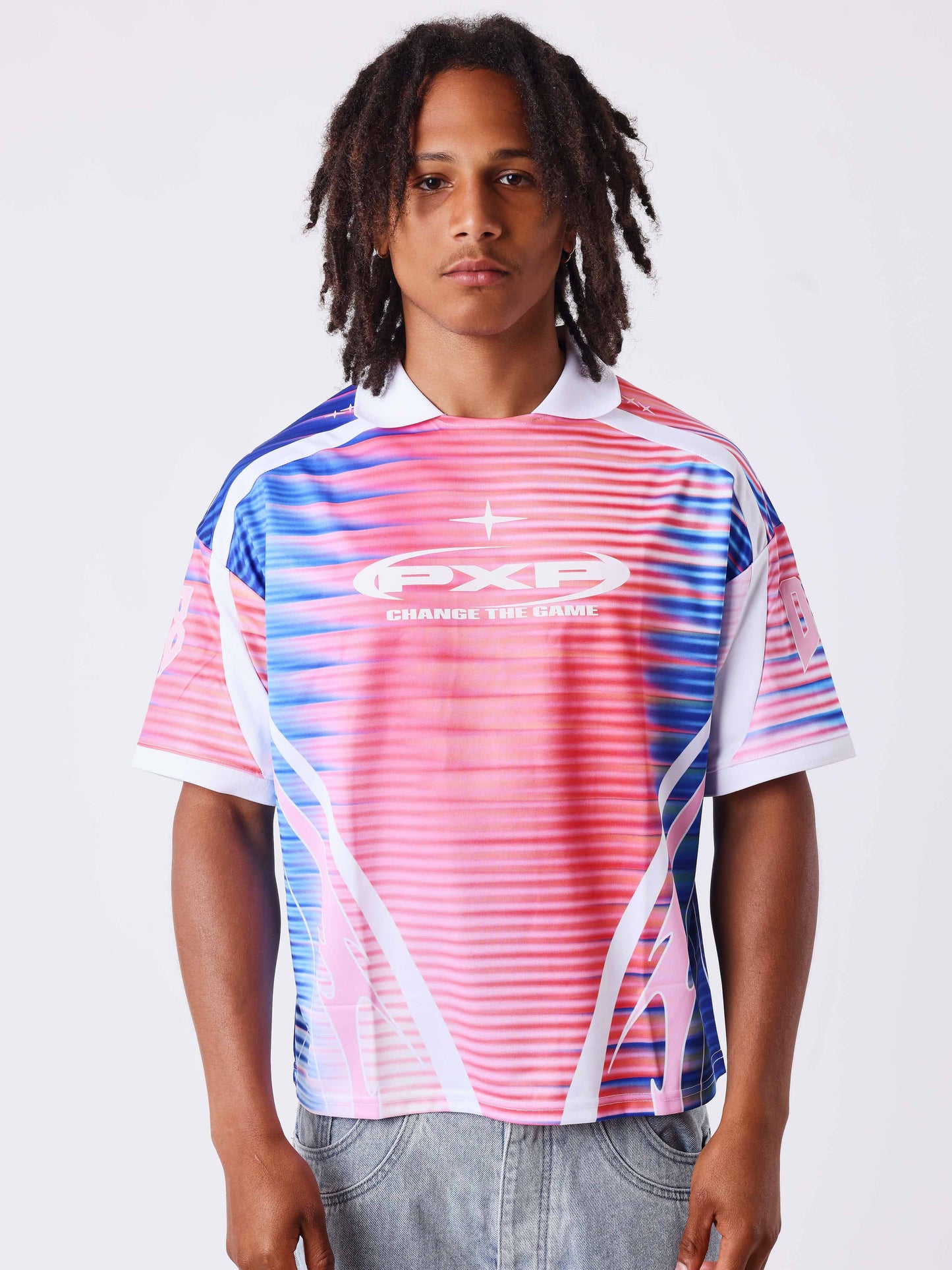Camisola estampada com gola polo