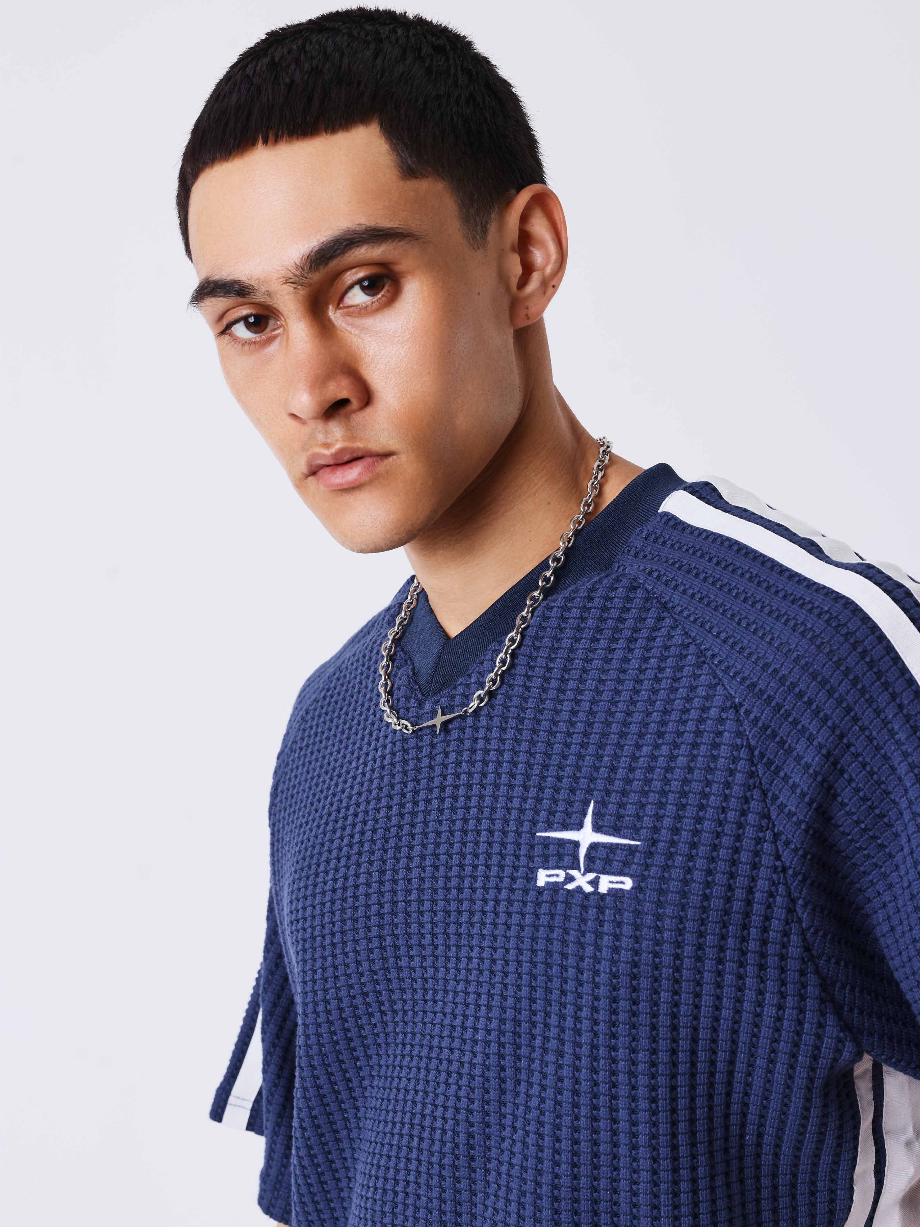 T-shirt en maille à col V-3