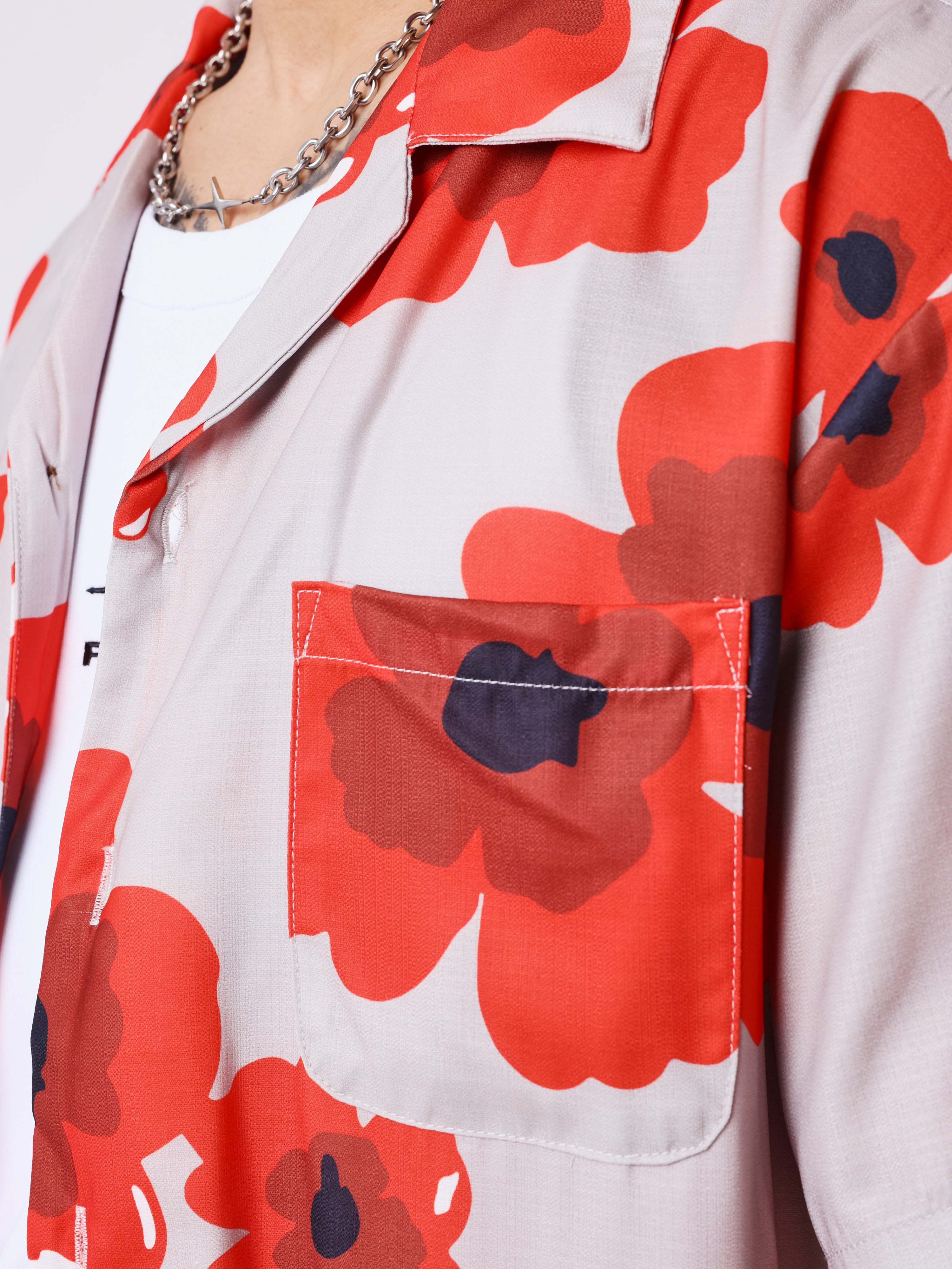 Camicia a maniche corte con motivo floreale-3