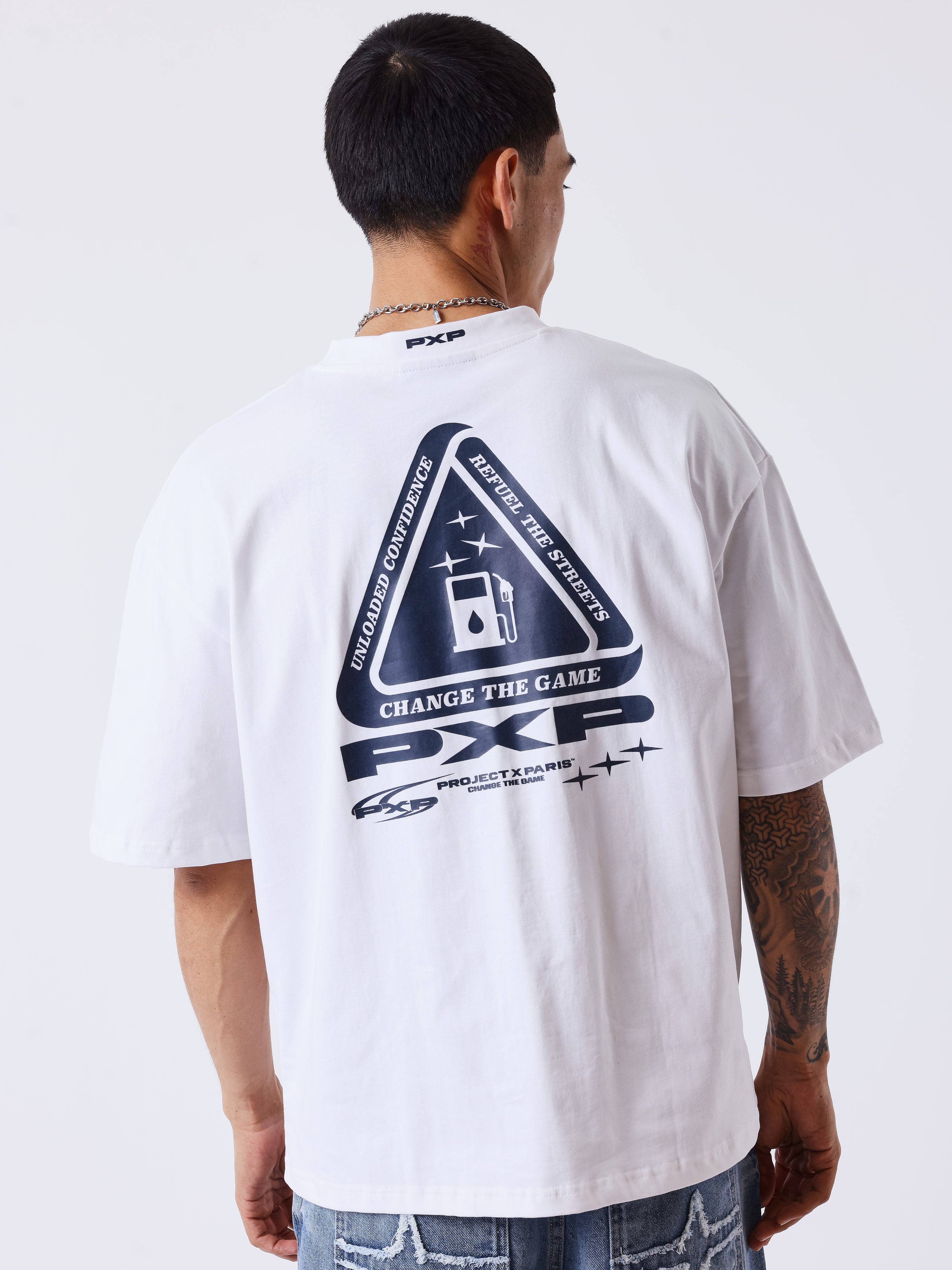 Camiseta de manga corta con estampado delante y detrás-2