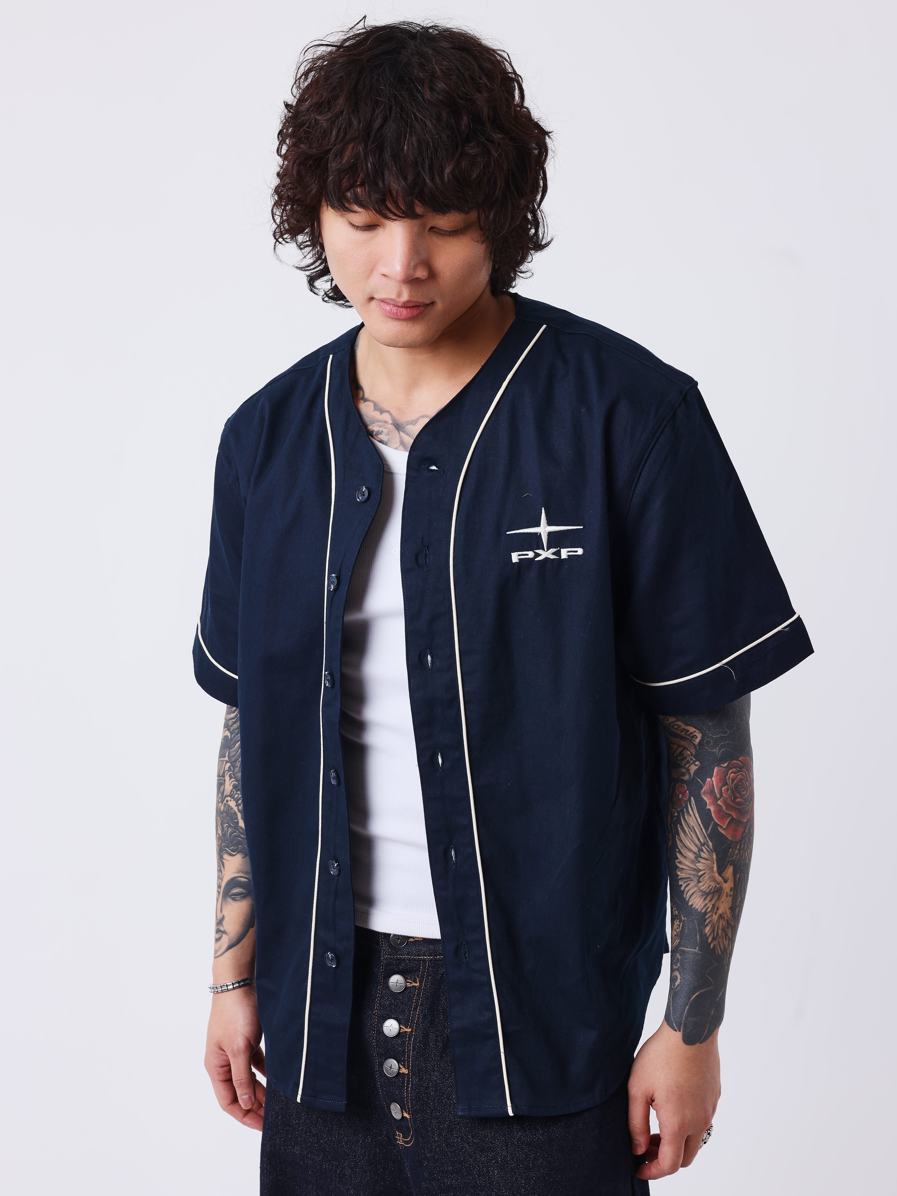 Camicia stile baseball con logo sul retro-1
