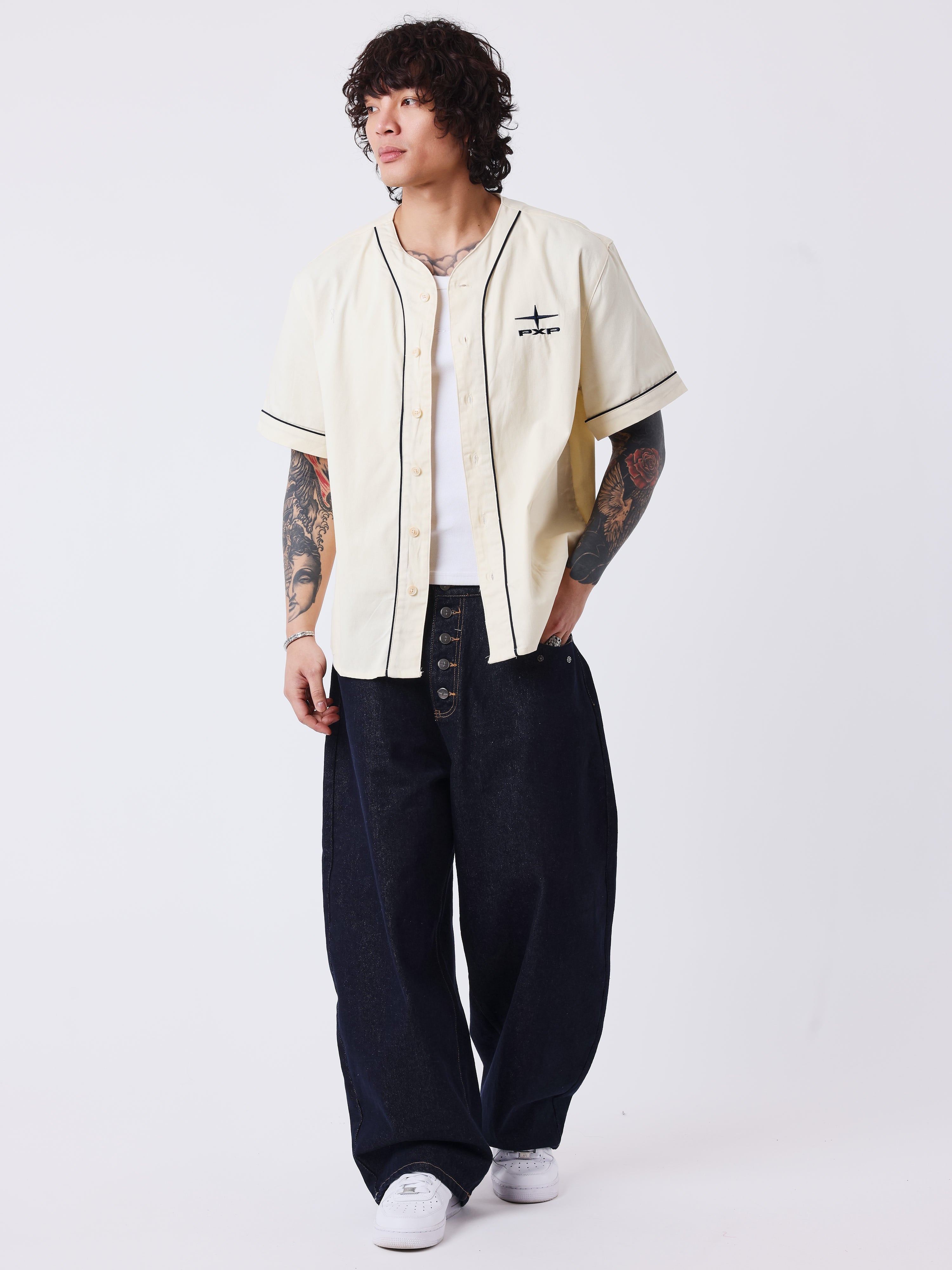 Camicia stile baseball con logo sul retro-5