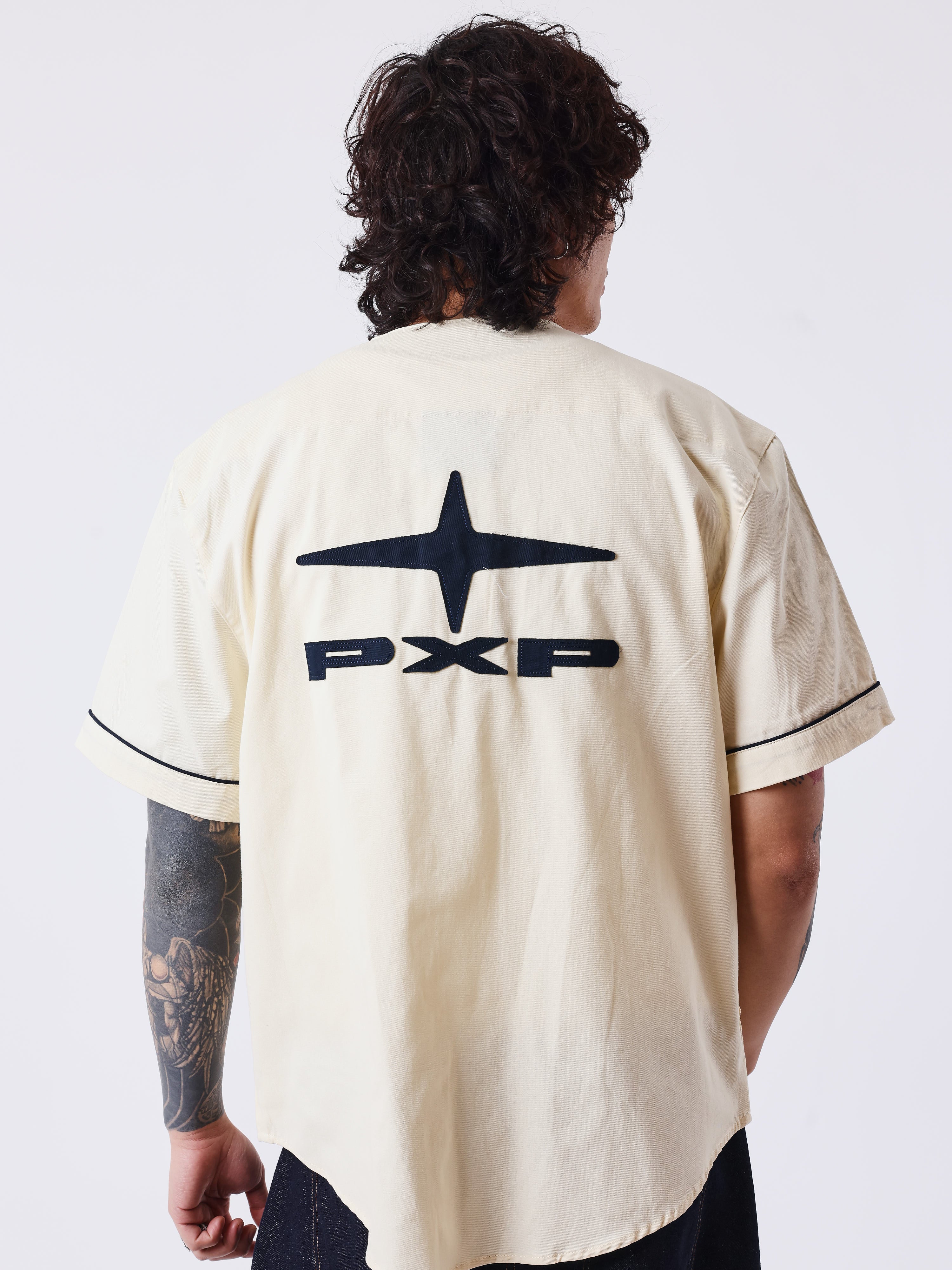 Camicia stile baseball con logo sul retro-2