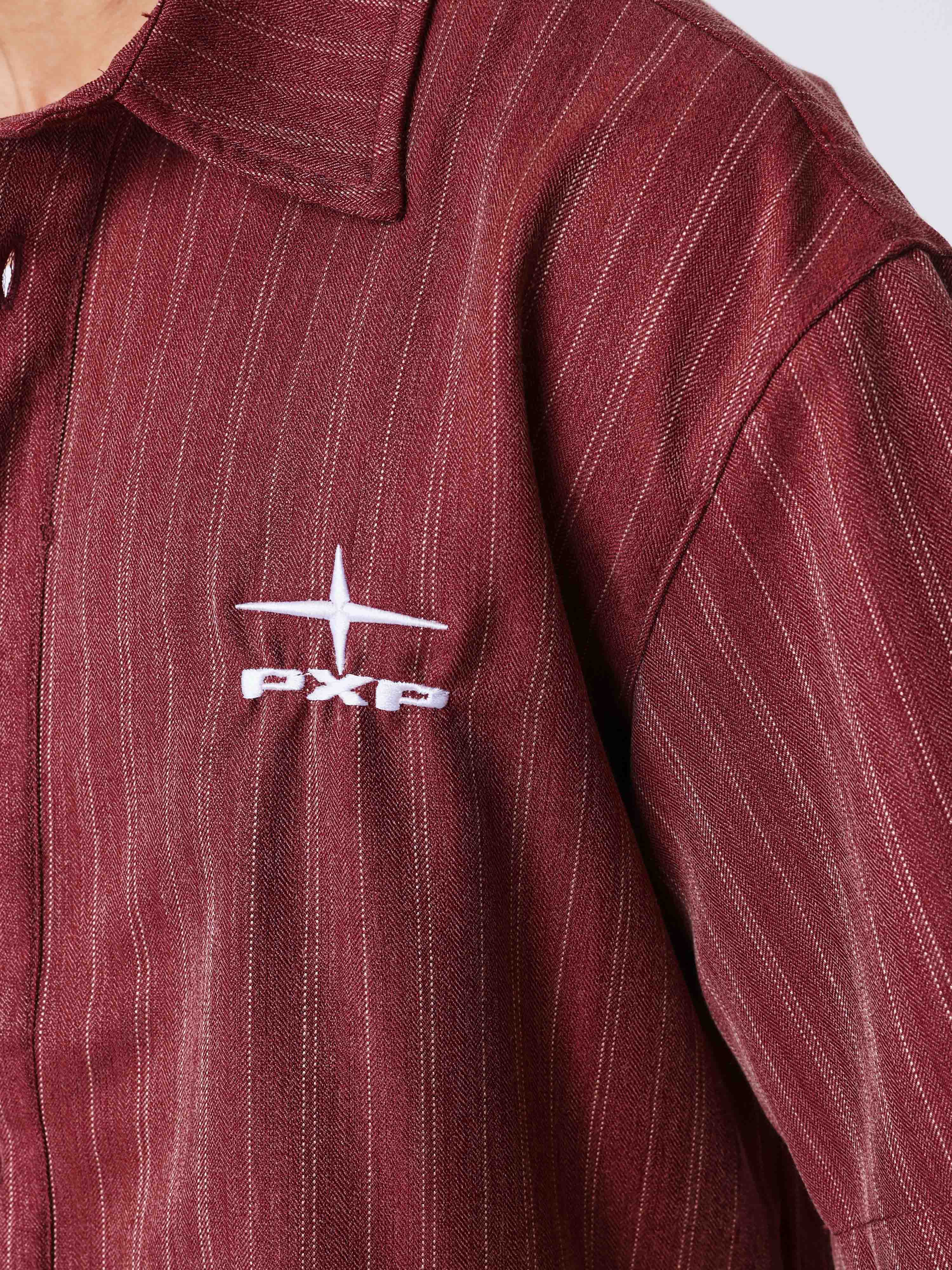 Camisa con estampado de rayas y bordado en la espalda-3