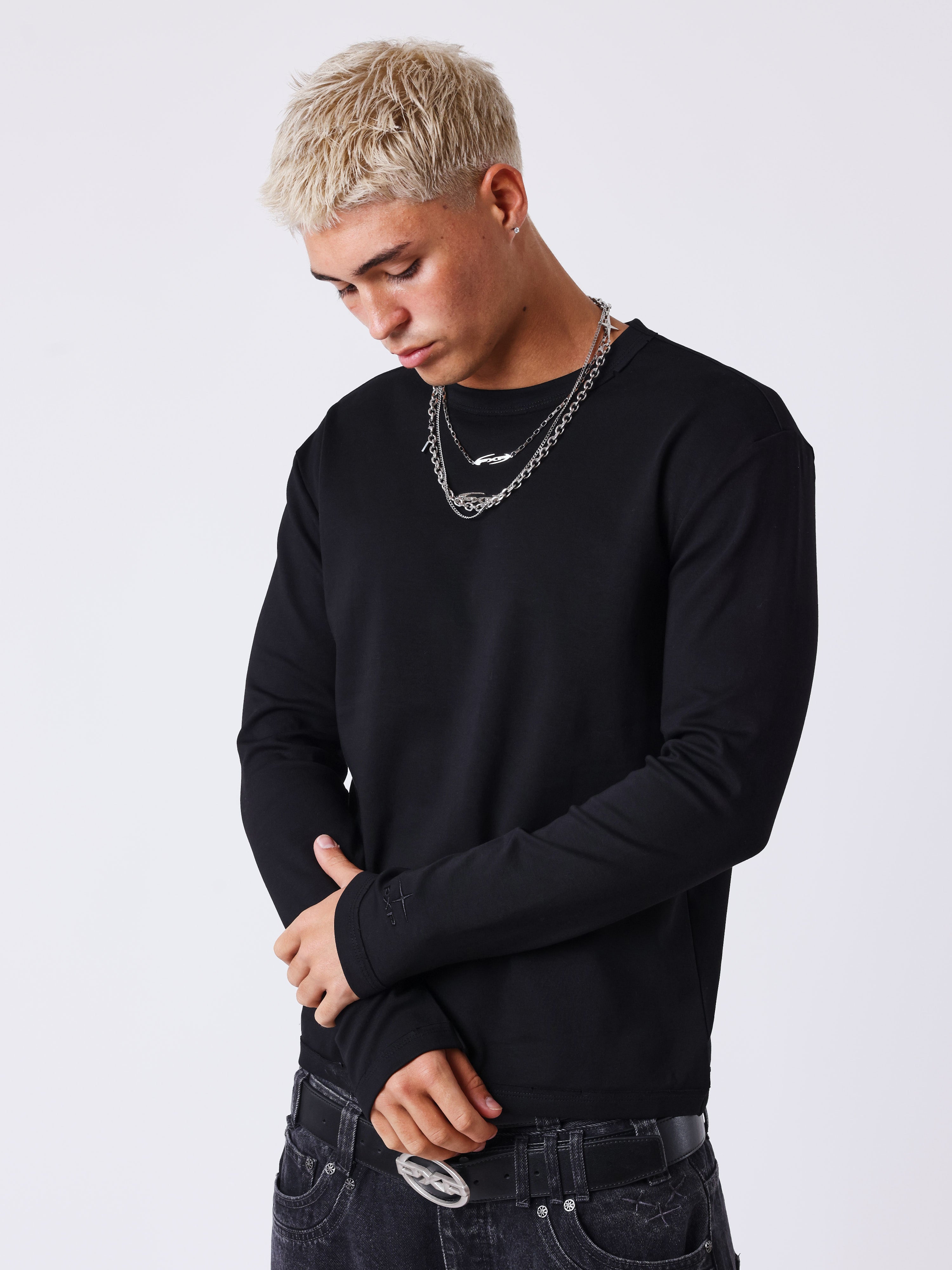 Long sleeve destroyed T-shirt-1