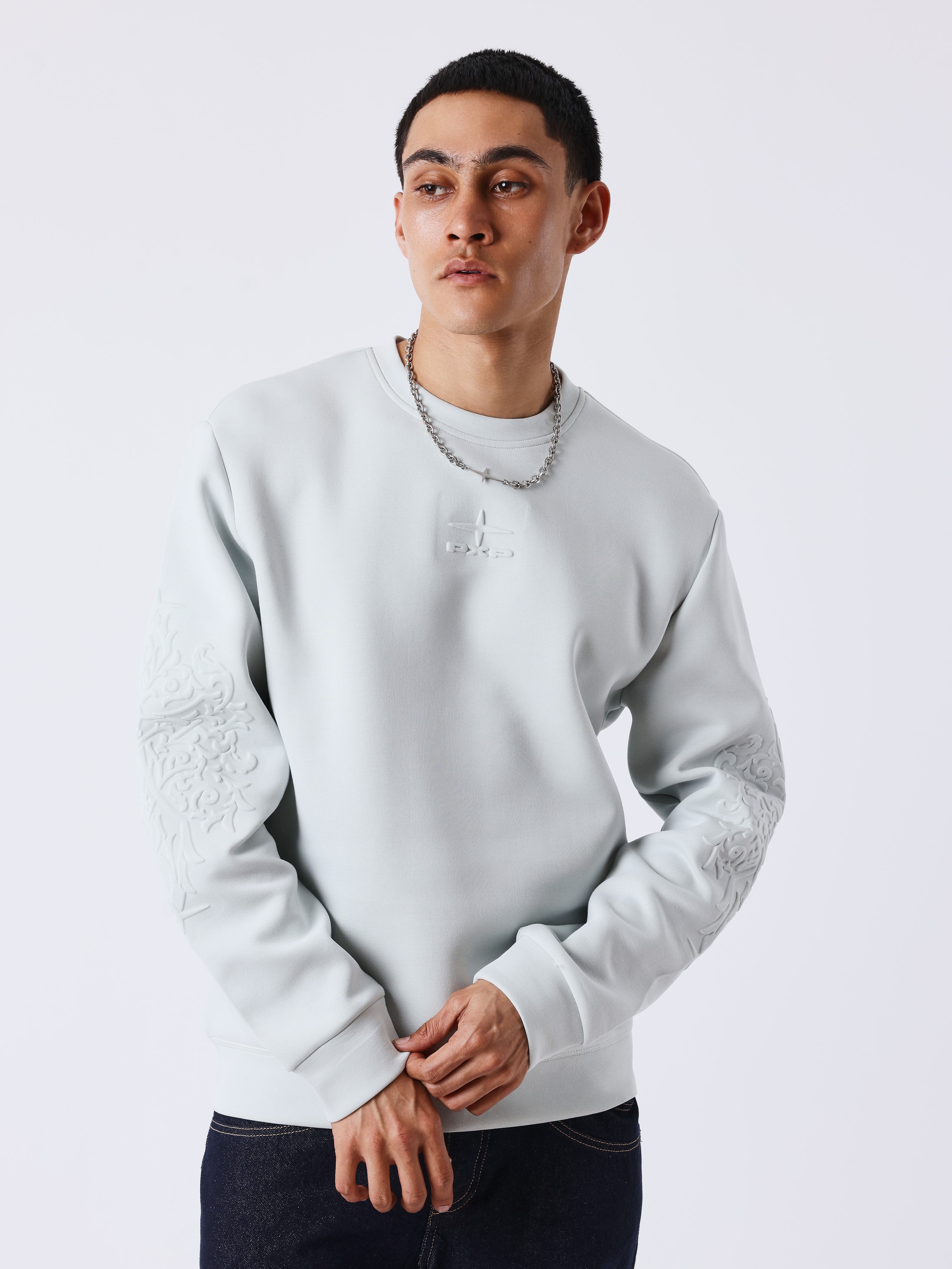 Ronde hals sweater met reliëf-1