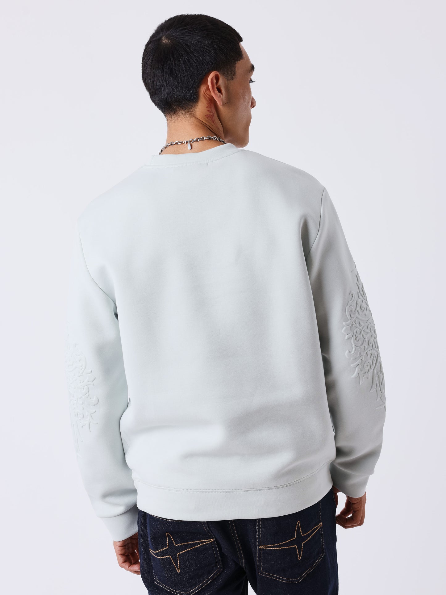 Ronde hals sweater met reliëf