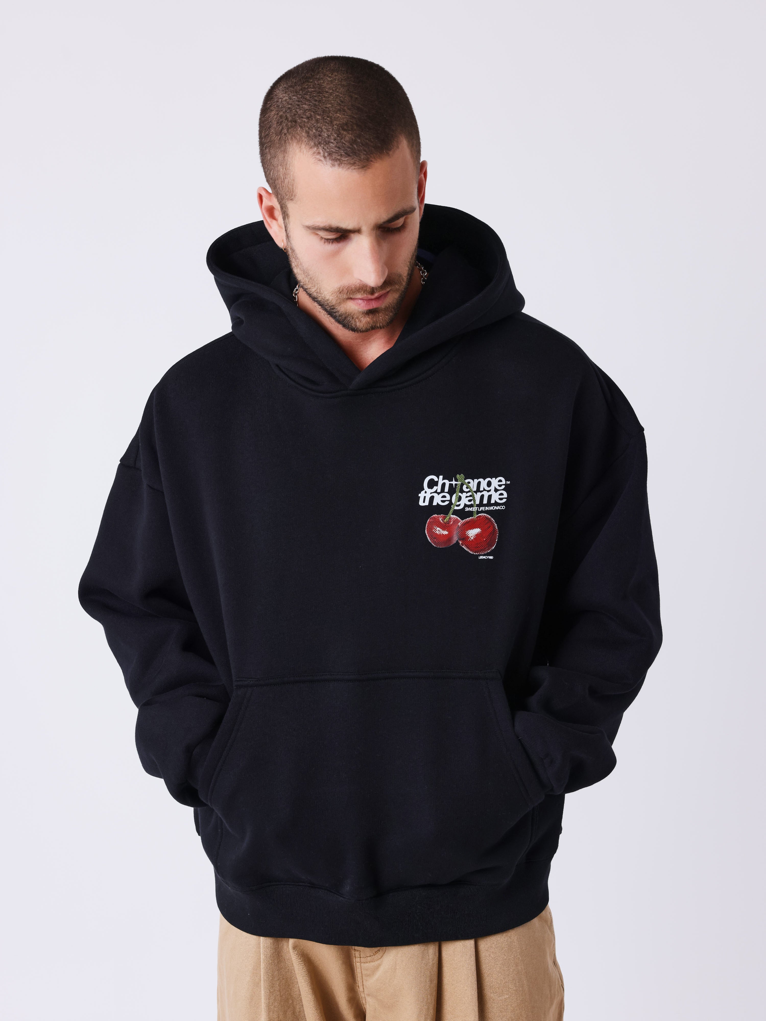 Sweat à capuche imprimé cerises-1