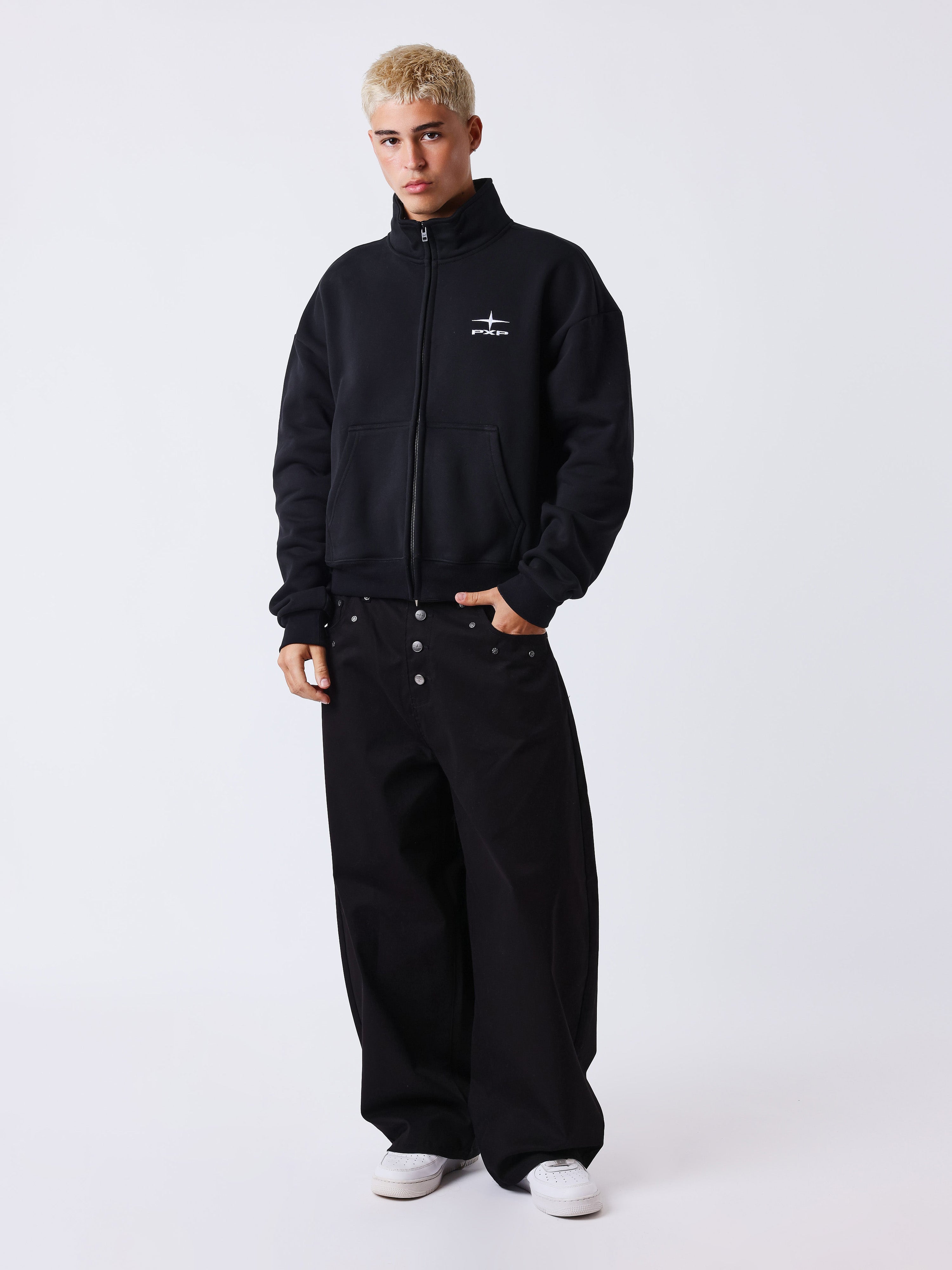 Reißverschluss-Sweatshirt mit Stehkragen Essentials-5