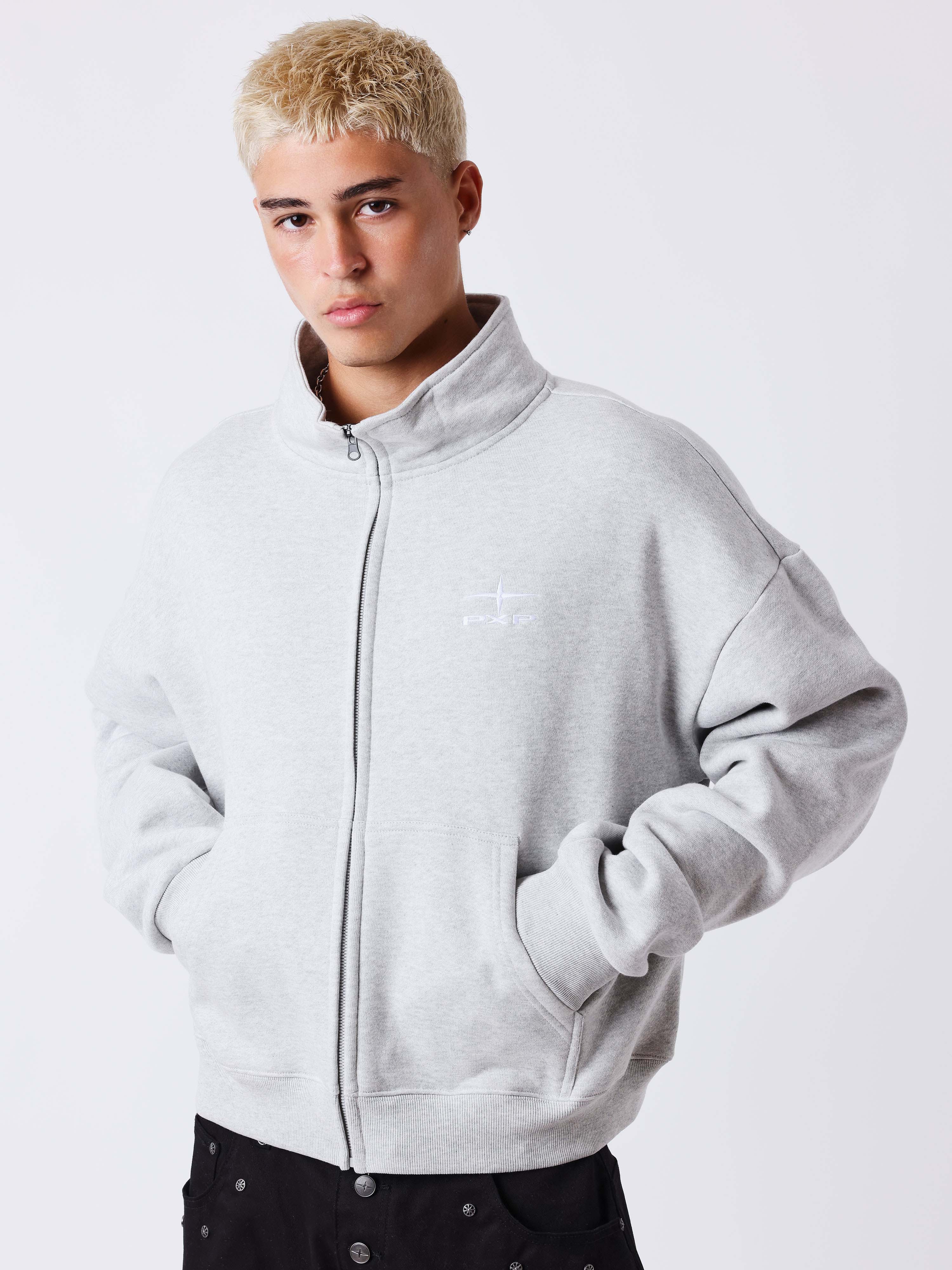 Reißverschluss-Sweatshirt mit Stehkragen Essentials-1
