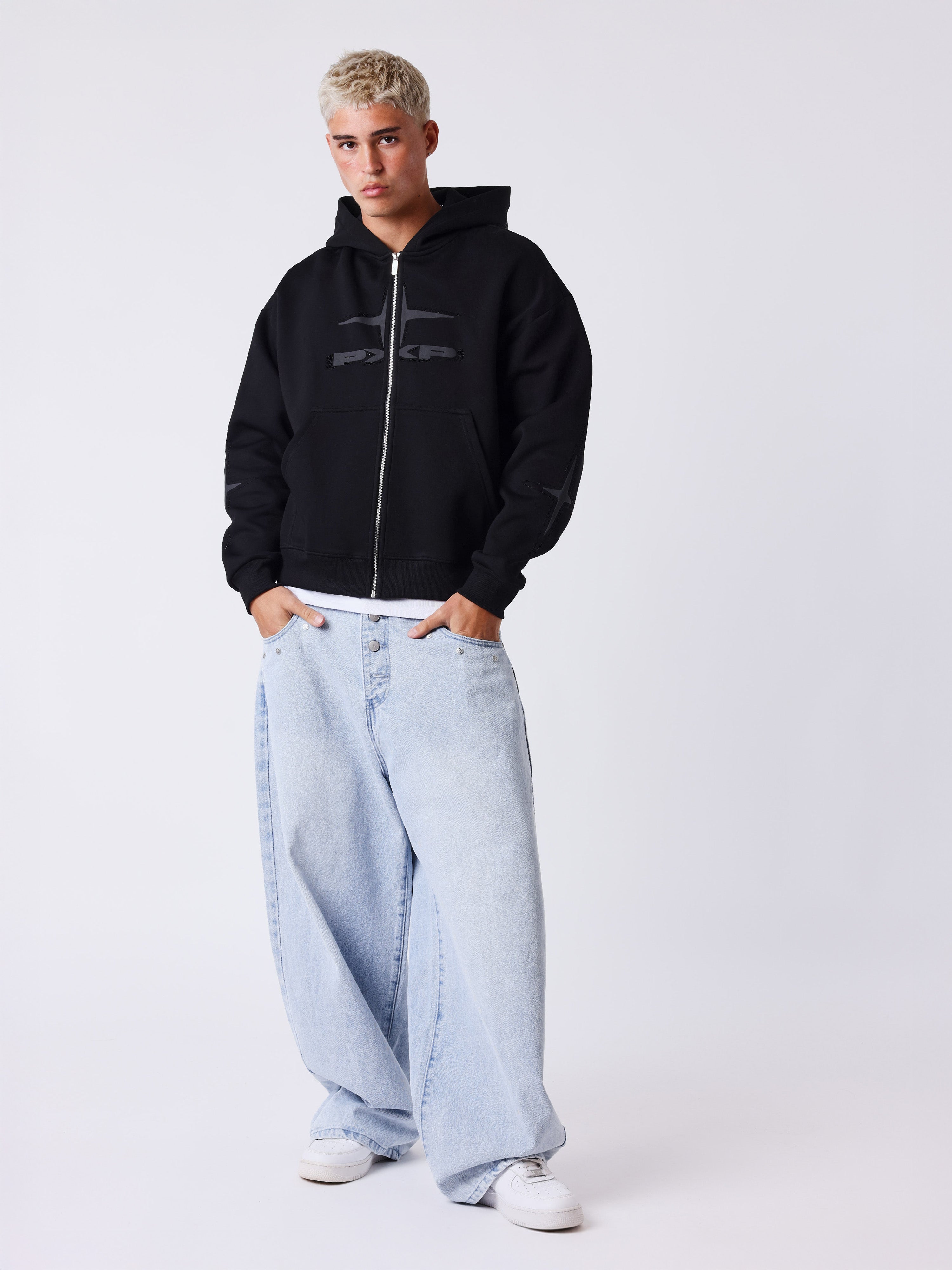 Zipped Hoodie with Rhinestones-5