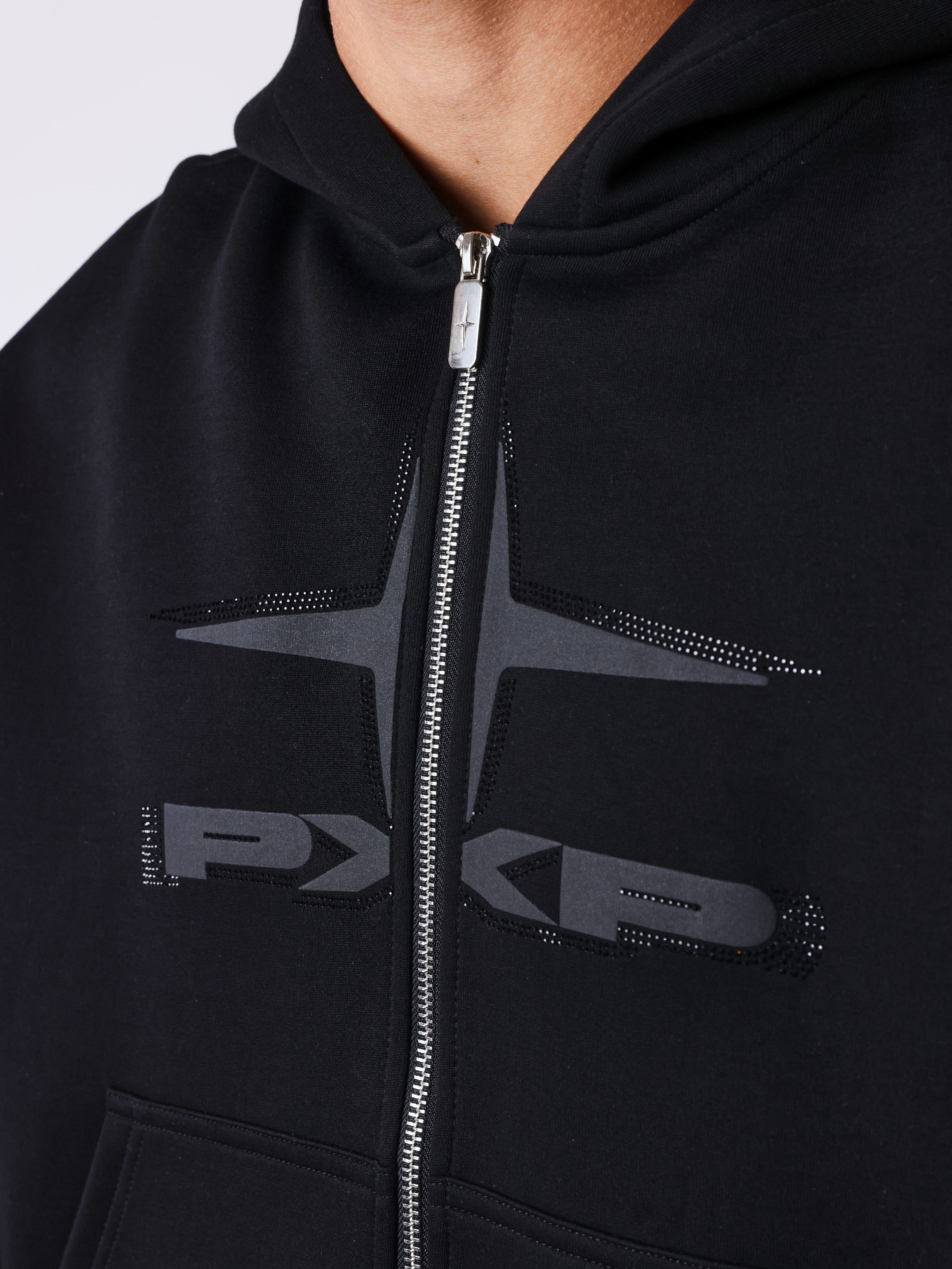 Zipped Hoodie with Rhinestones-7