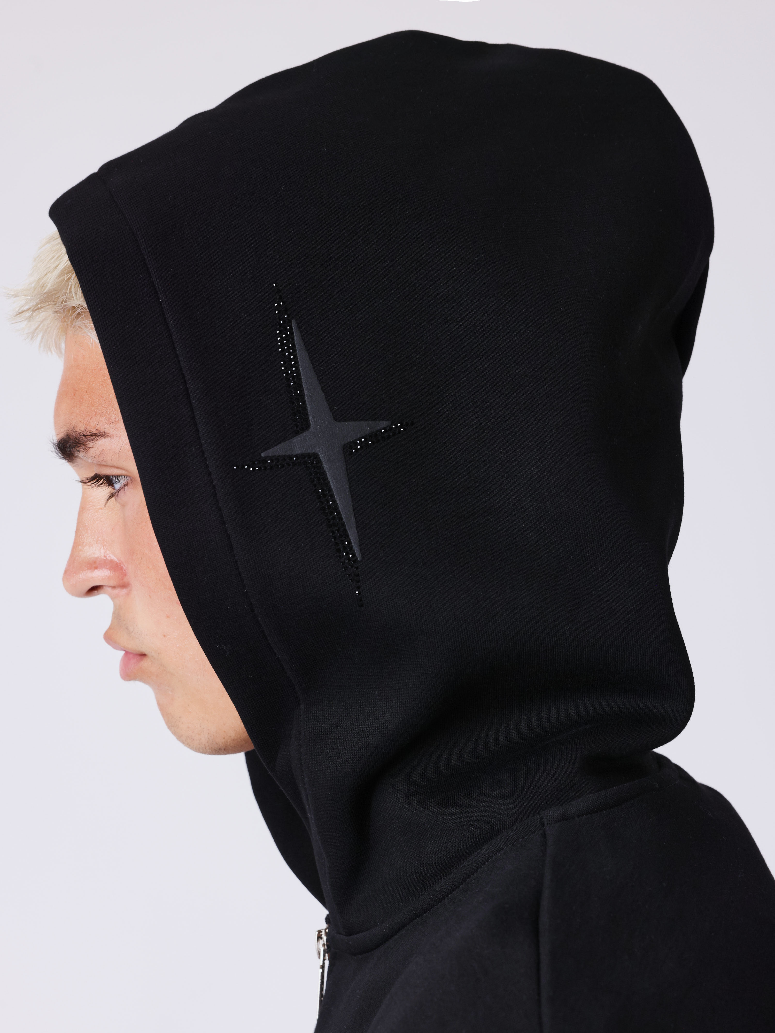Zipped Hoodie with Rhinestones-3
