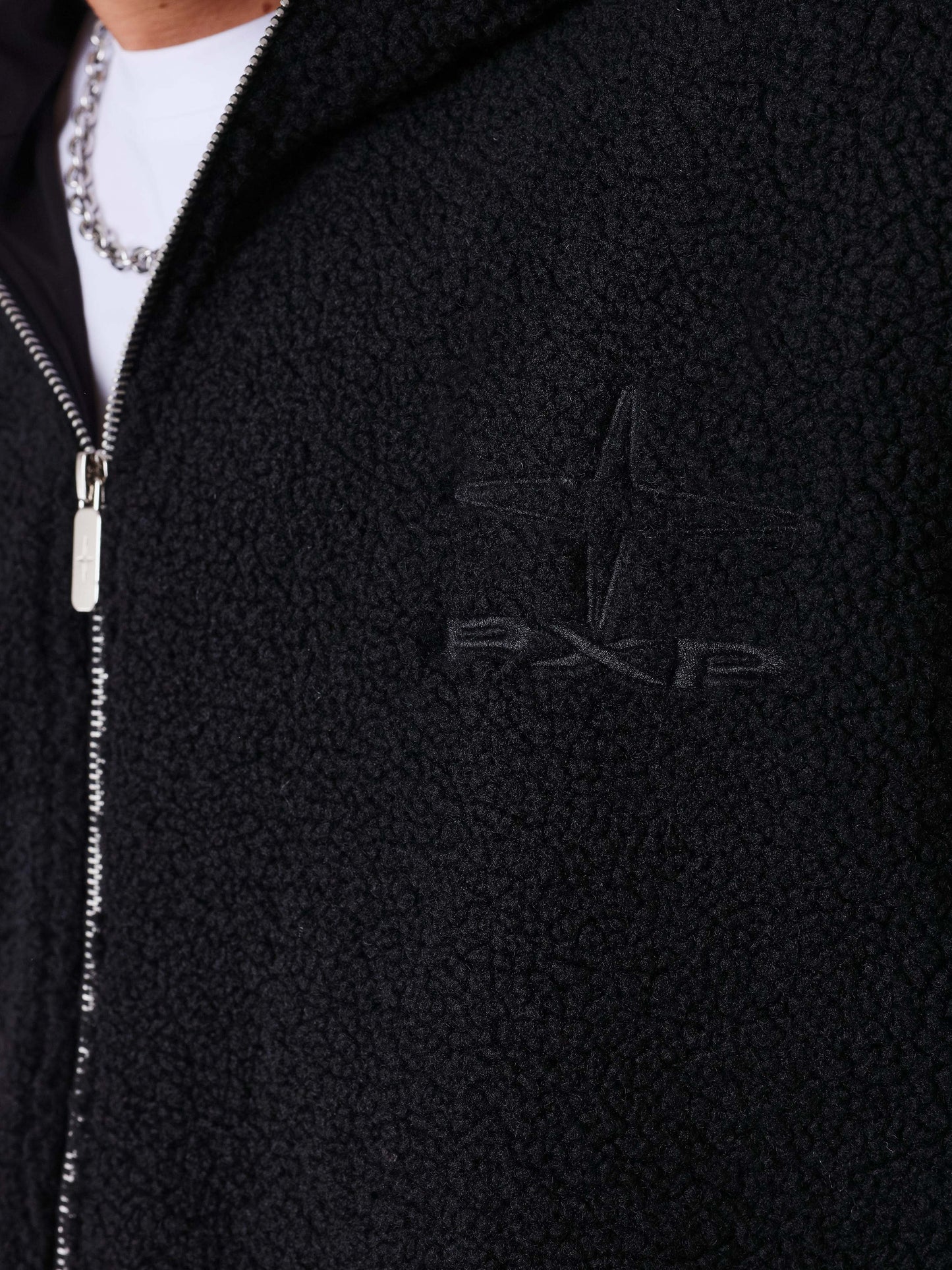 Veste zippée en sherpa à double capuche Mountain