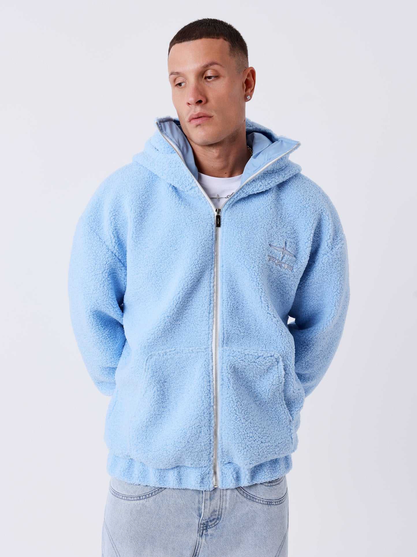 Veste zippée en sherpa à double capuche Mountain