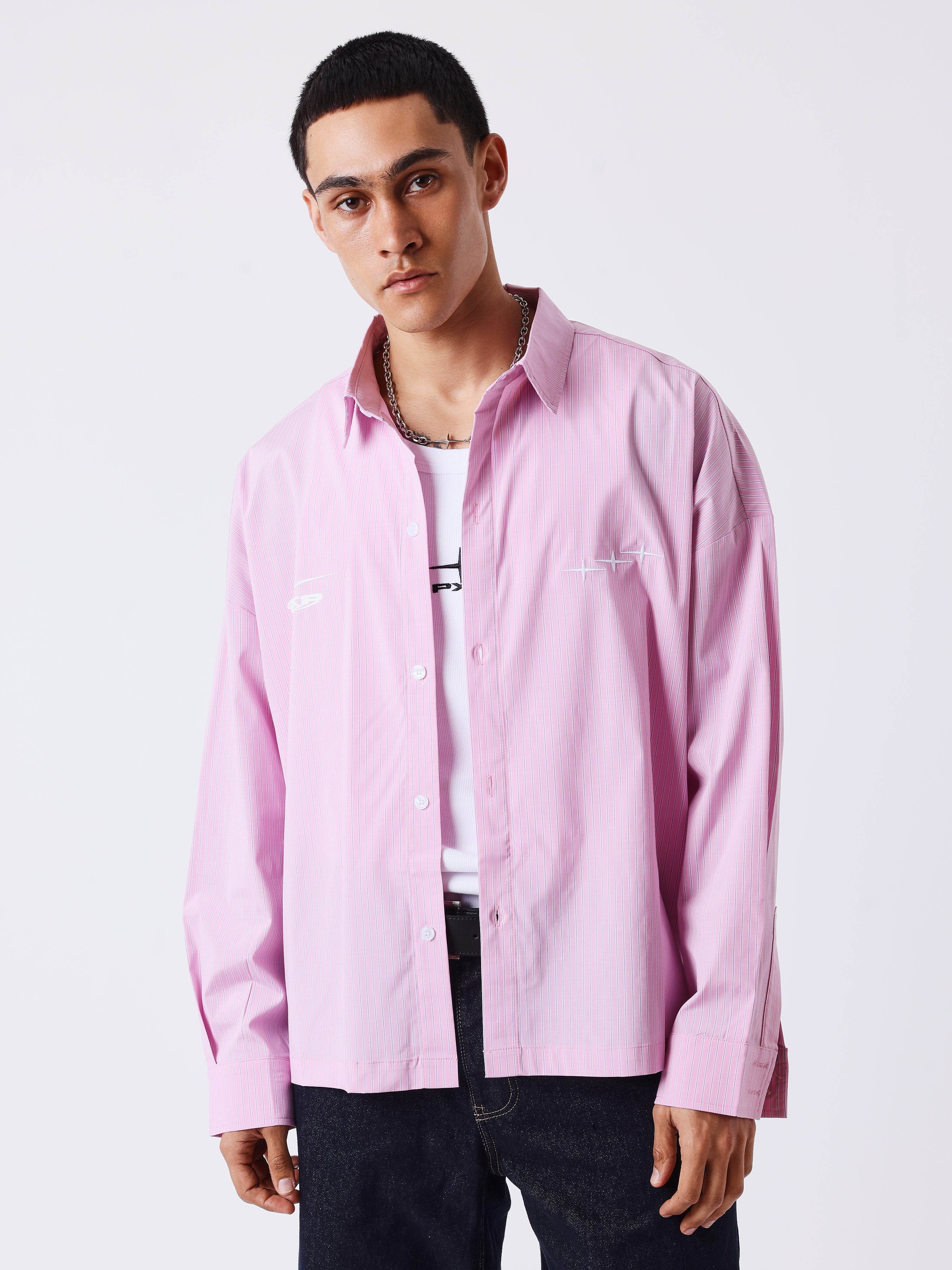 Chemise rayée à manches longues-1