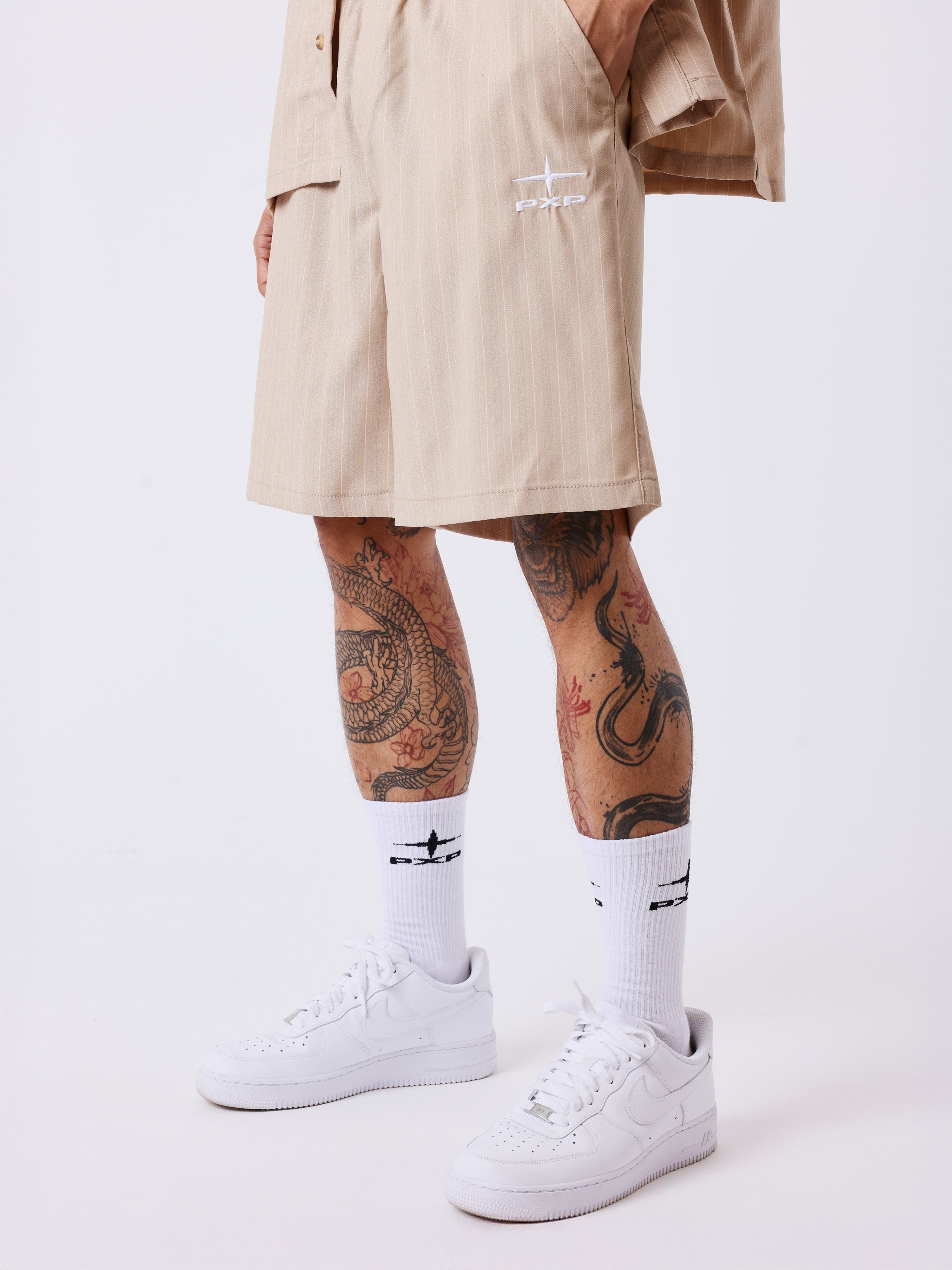 Striped shorts with elastic waistband-3